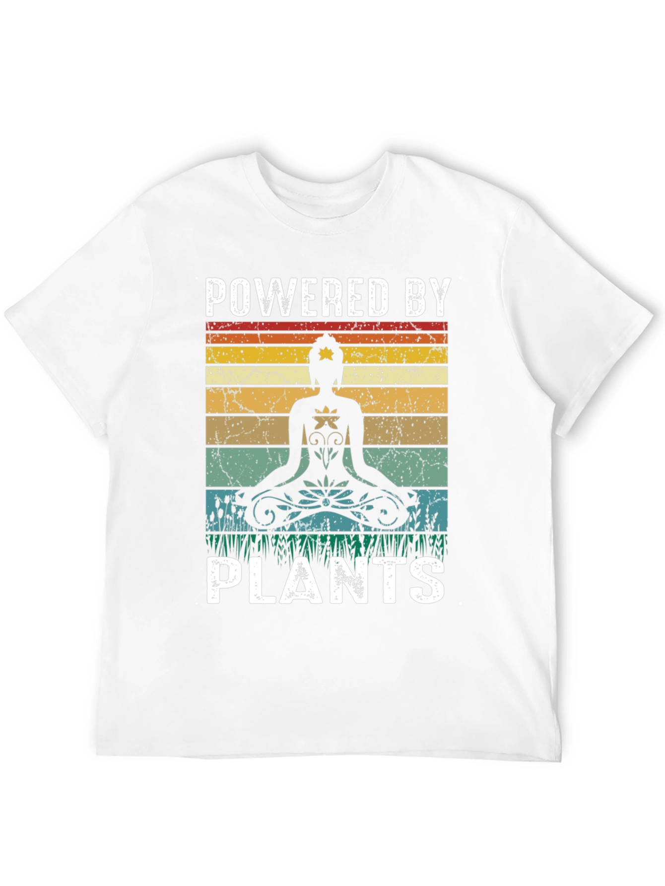 Black Powered by Plants Yoga Meditation Black T-Shirt view 12