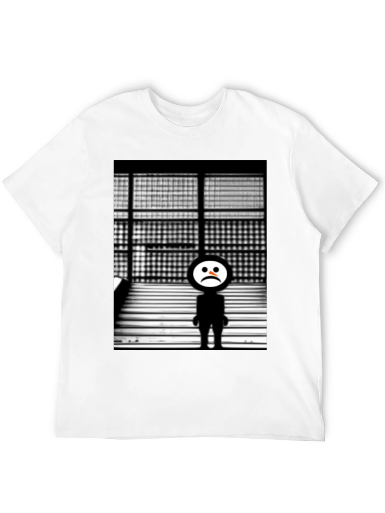 Black Sad Robot Graphic Black T-Shirt view 12