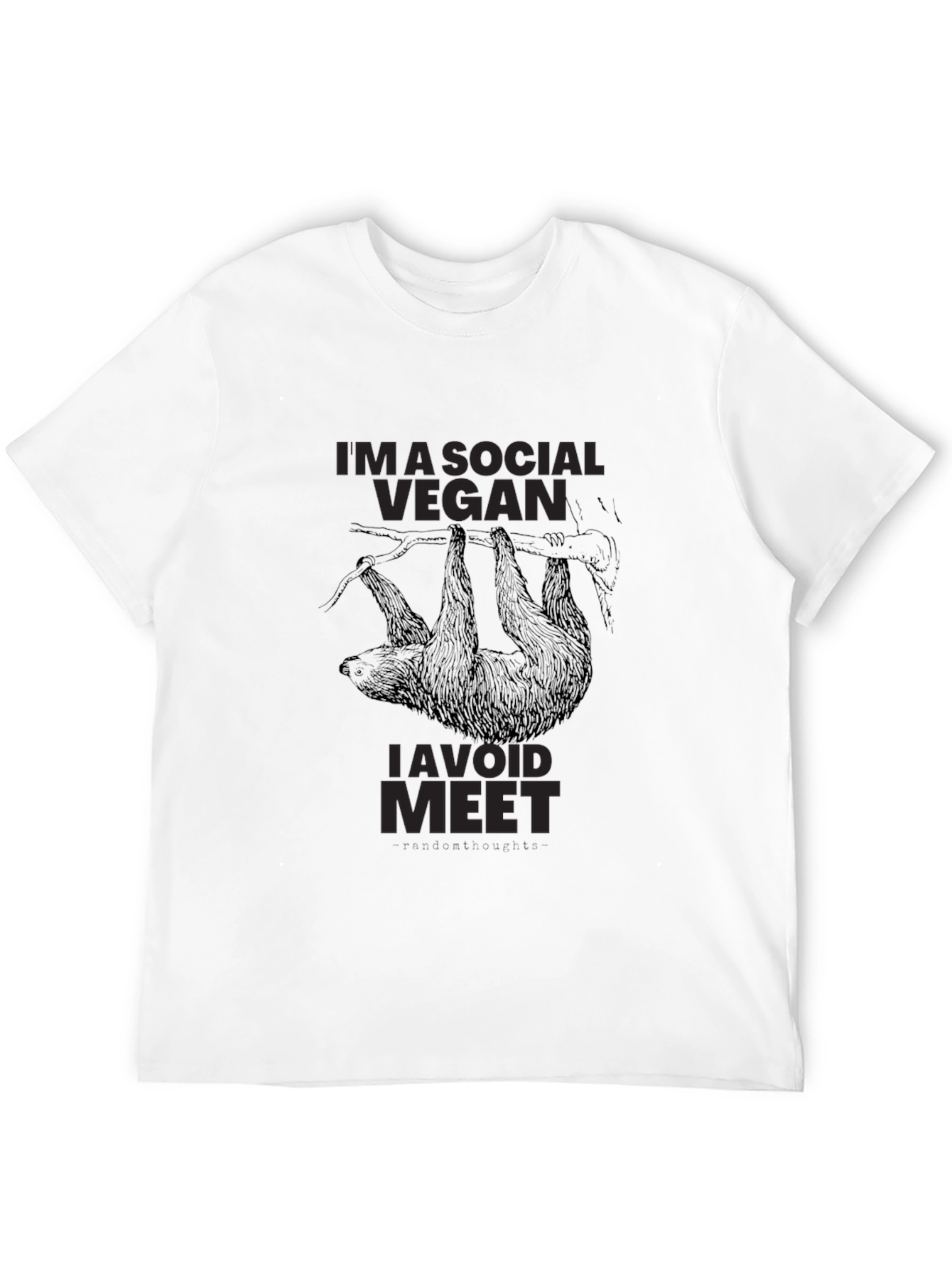 Black Social Vegan Sloth T-Shirt - Avoid Meet! view 12