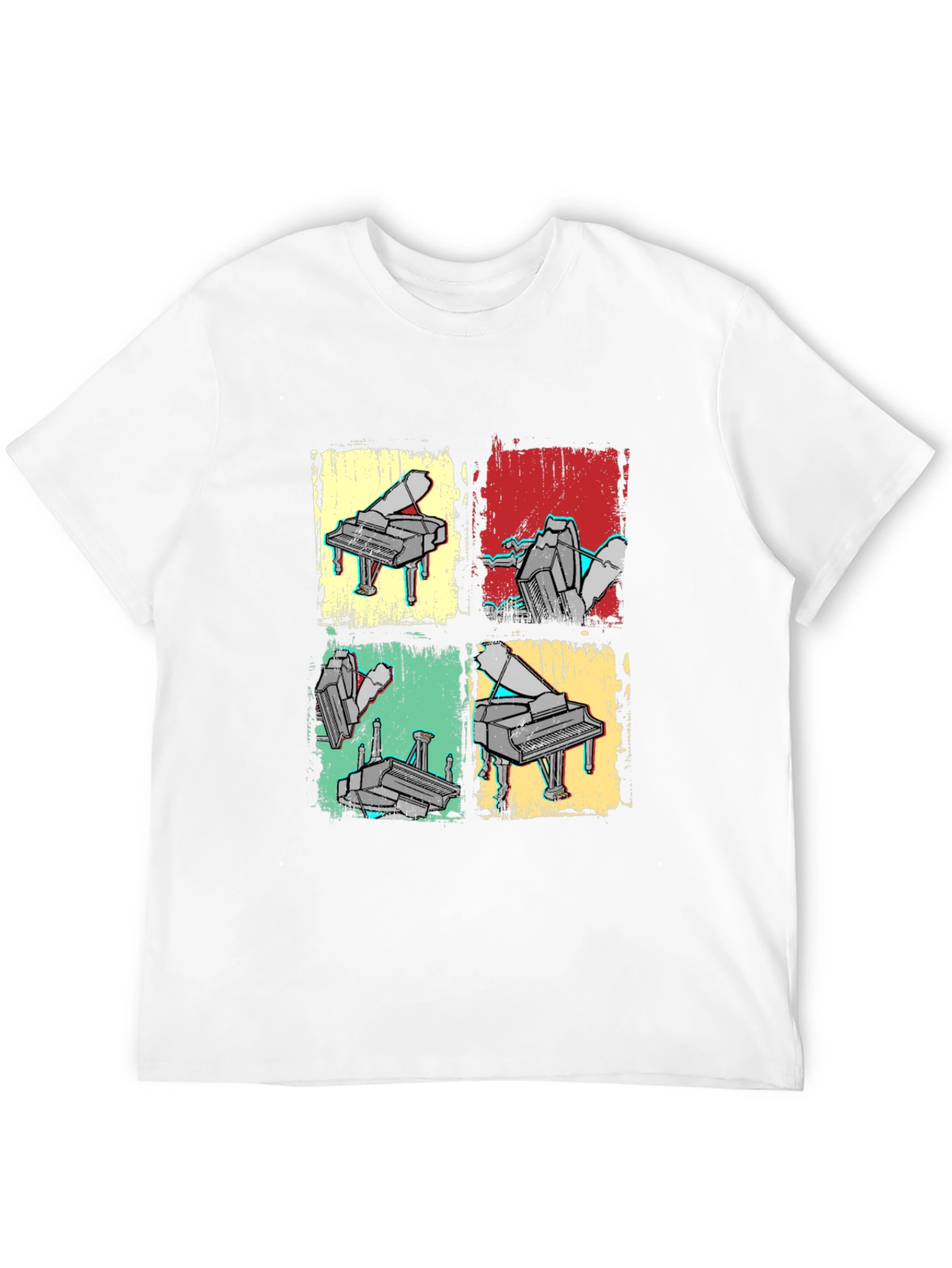 Black Retro Piano Art T-Shirt - Musical Graphic Tee view 12