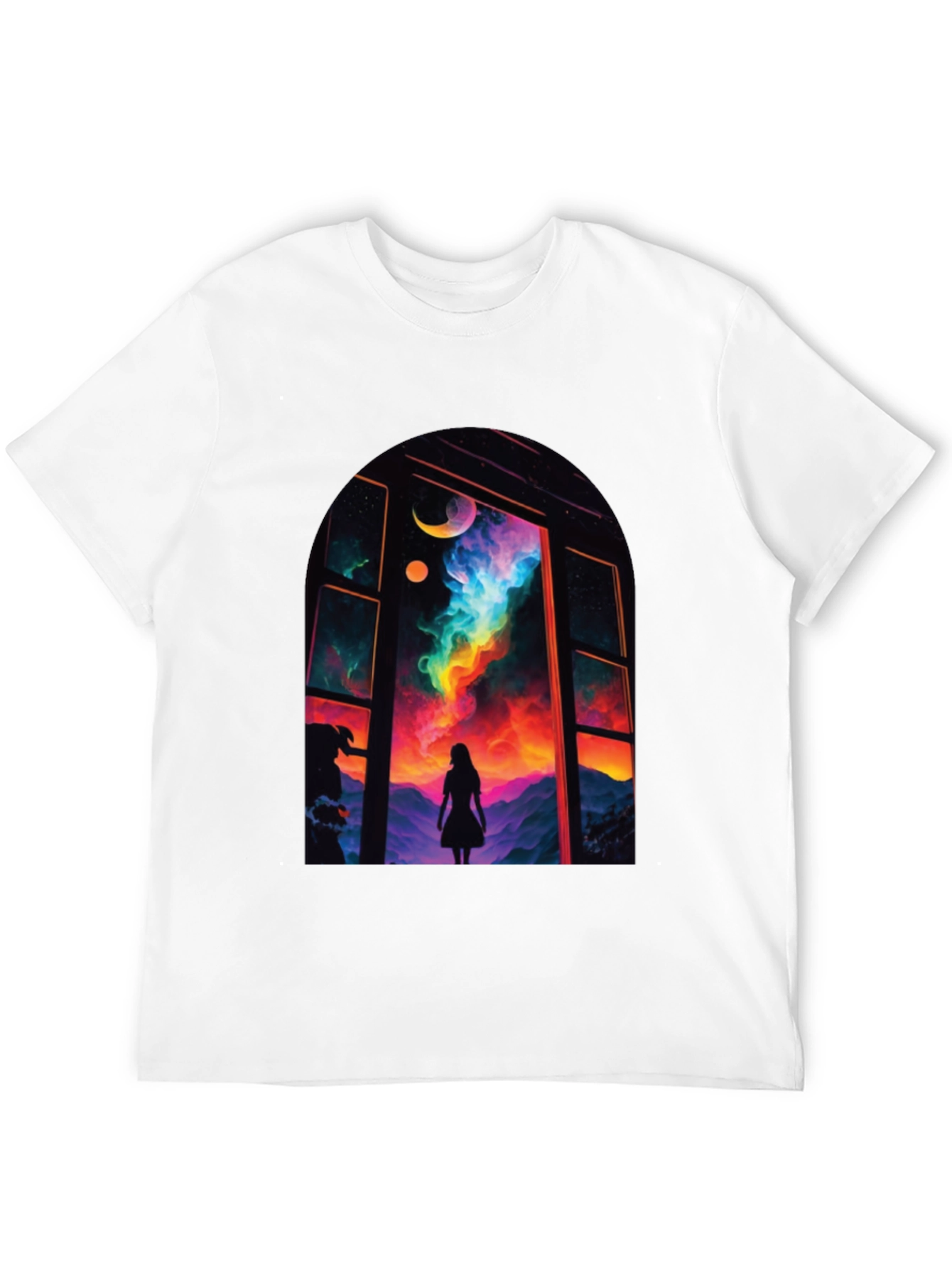 Black Cosmic Window Graphic Tee - Black Cotton Blend view 12