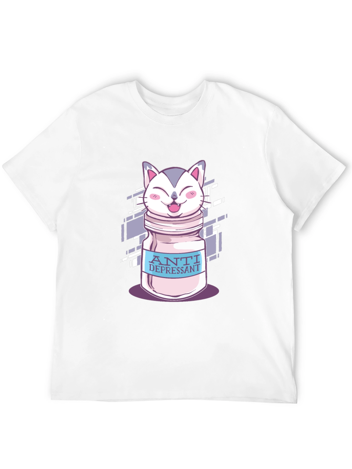 Black Anti Depressant Cat Graphic T-Shirt view 12