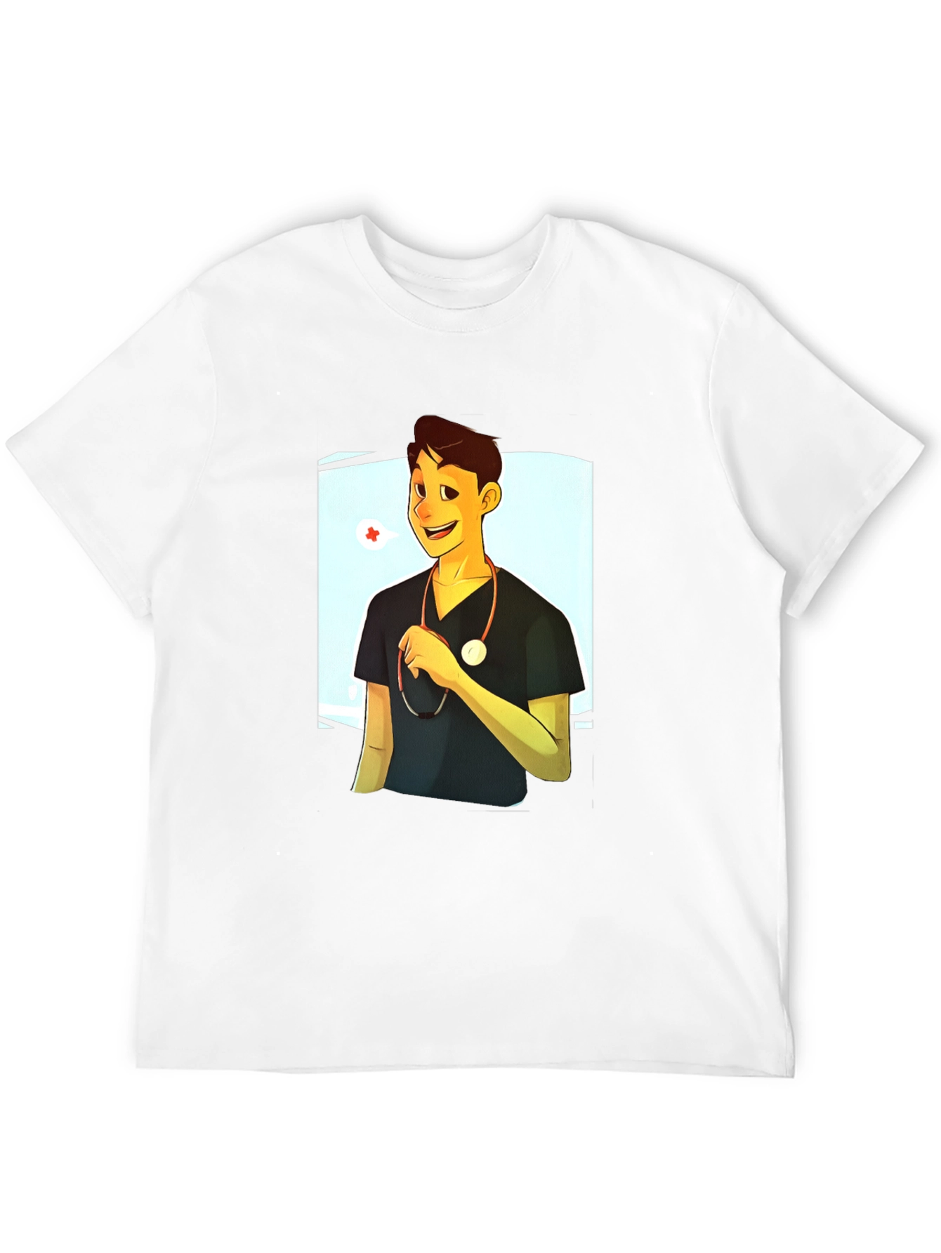 Black Cartoon Doctor Graphic Black T-Shirt view 12