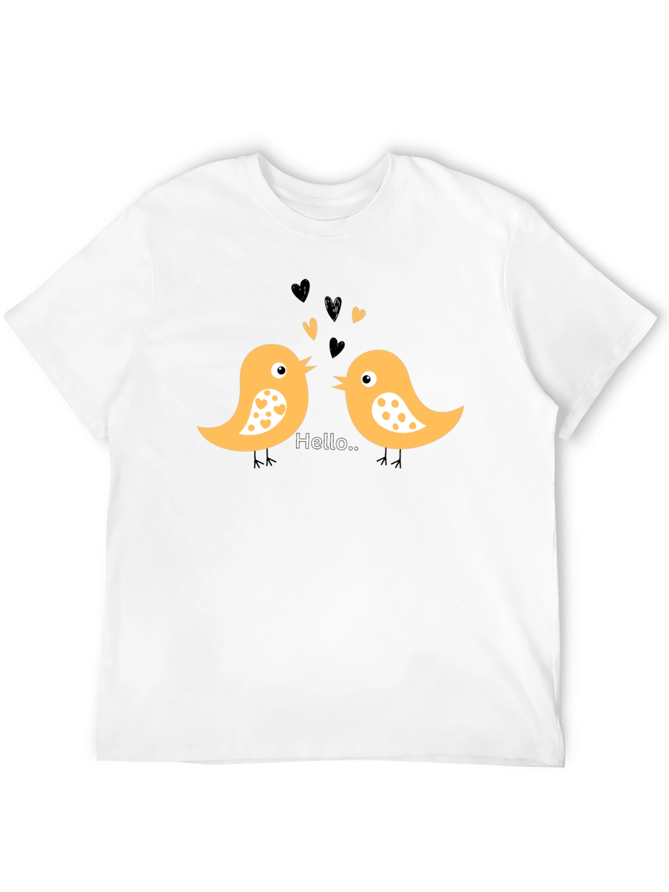 Black Cute Bird Love T-Shirt - Black Cotton Tee view 12