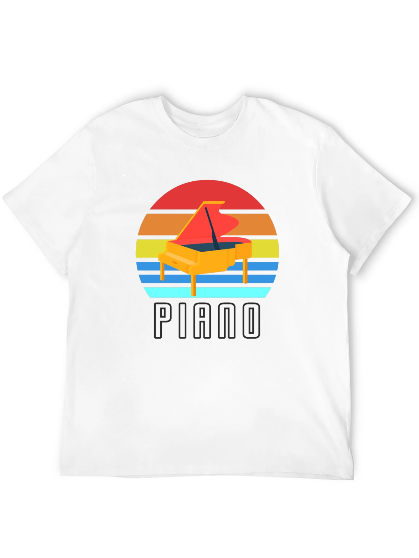 Black Piano Sunset Graphic T-Shirt view 12