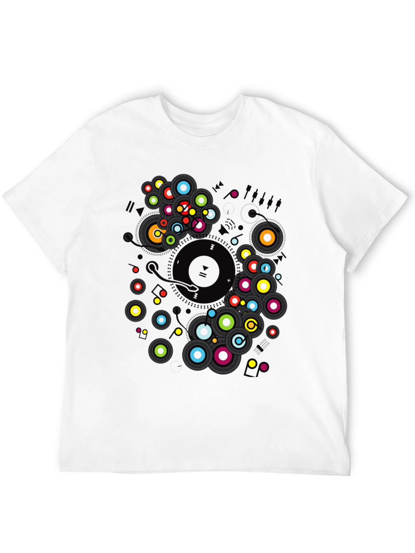 Black Retro Vinyl Record Graphic T-Shirt view 12