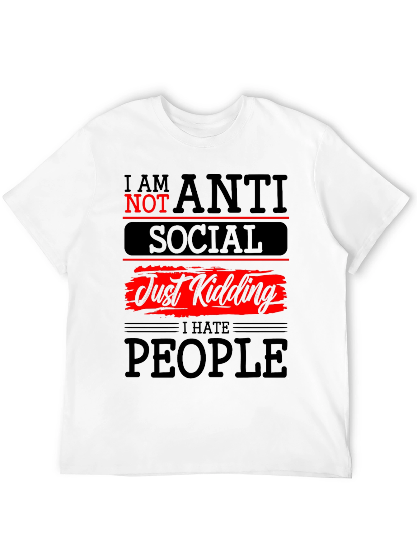 Black Anti-Social Just Kidding Graphic T-Shirt view 12