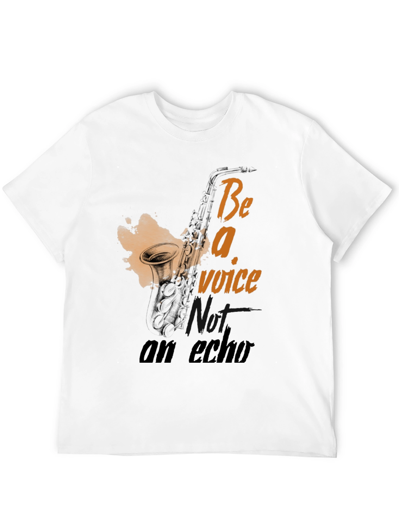 Black Saxophone 'Be a Voice' Graphic T-Shirt view 12