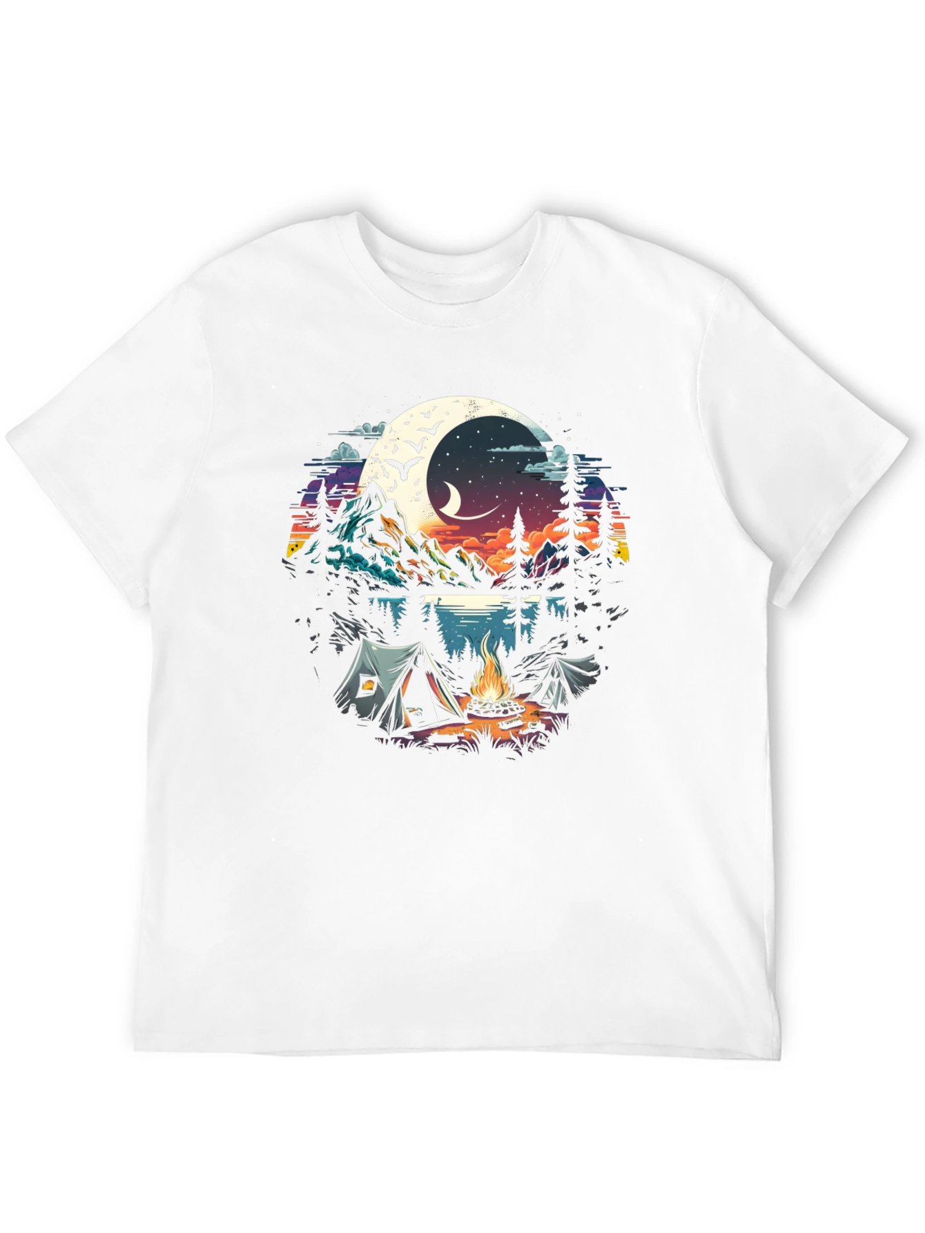 Black Camping Under the Moon Graphic Tee view 12