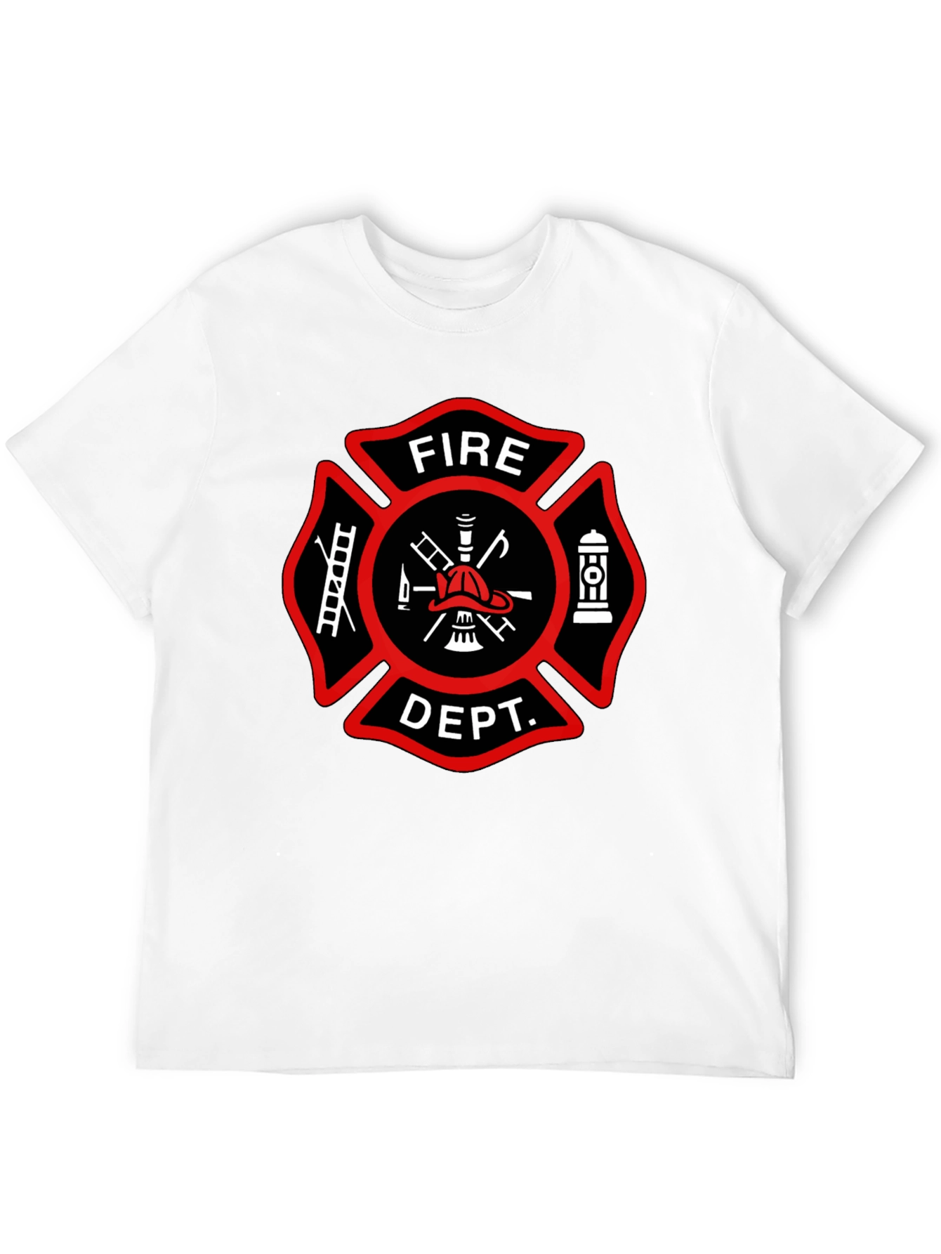 Black Fire Department T-Shirt, Maltese Cross Design view 12