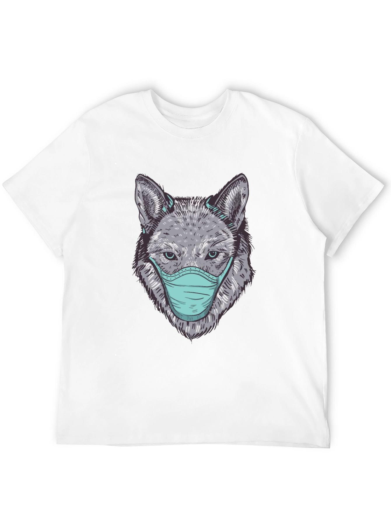 Black Wolf Face Mask Graphic Tee - Protect Yourself in Style view 12