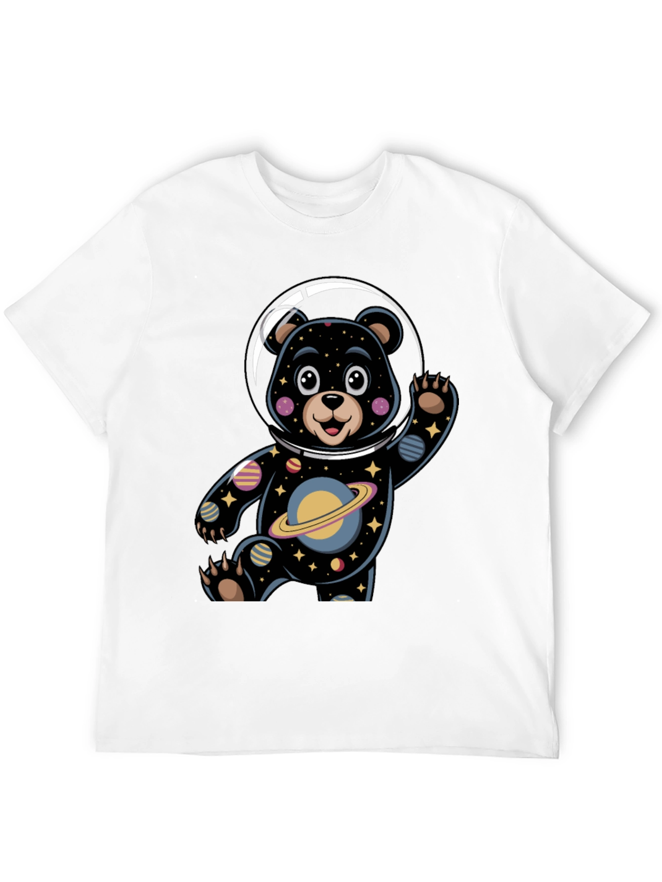 Black Cosmic Bear Astronaut Graphic Tee view 12
