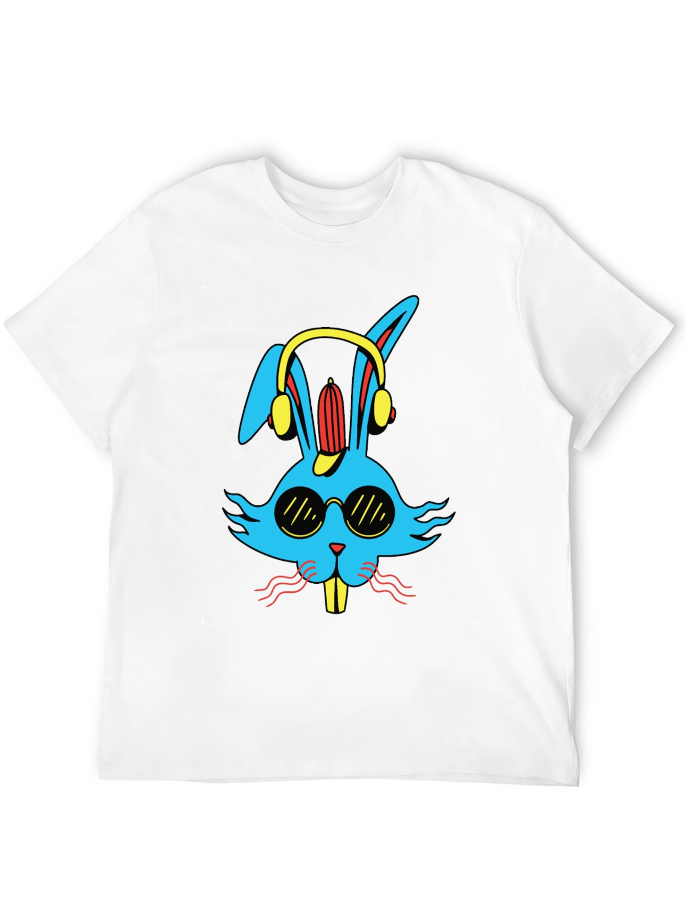 Black Cool Bunny Graphic Tee - Black Cotton Blend view 12