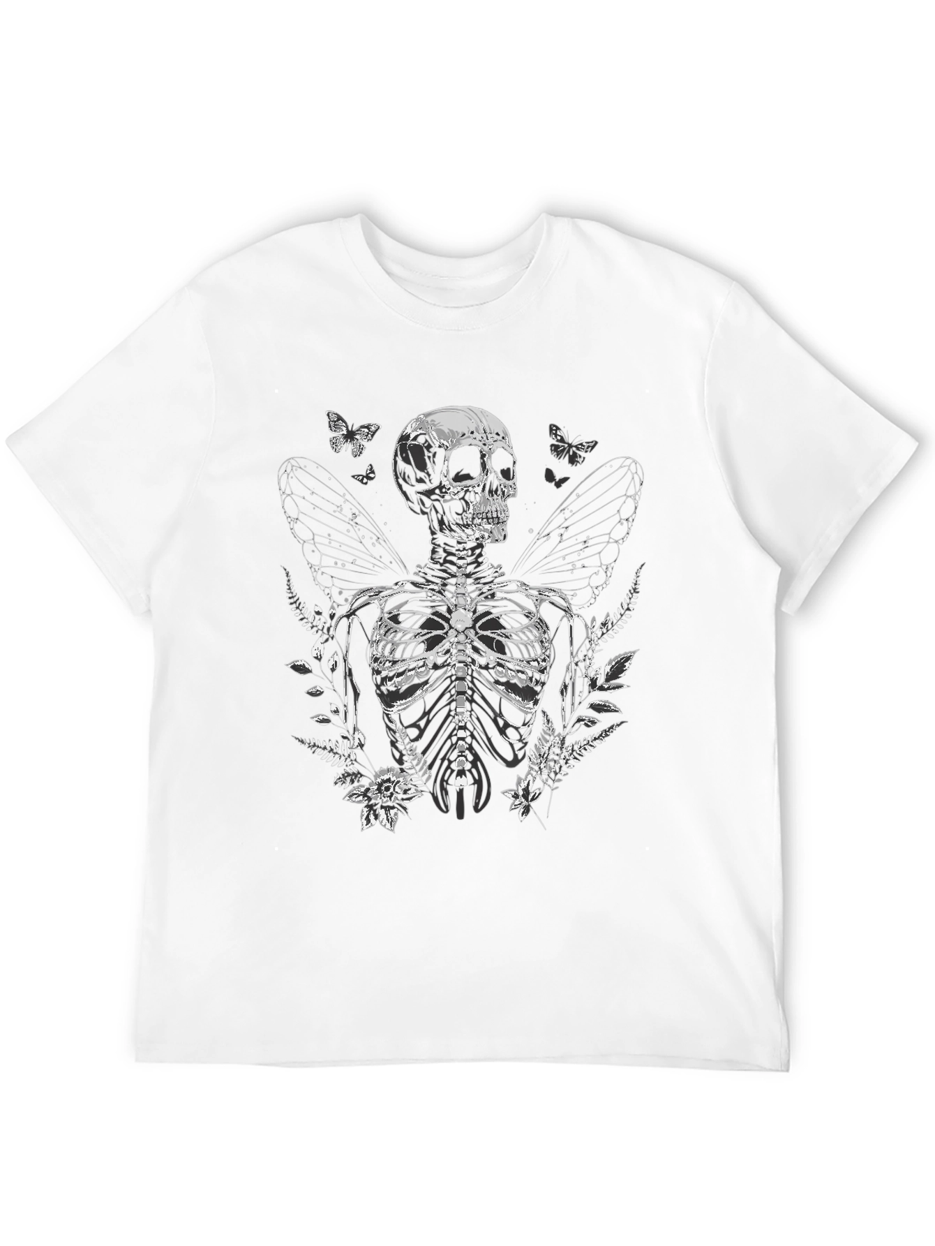Black Skeleton Butterfly Wing Graphic Tee - Black view 12