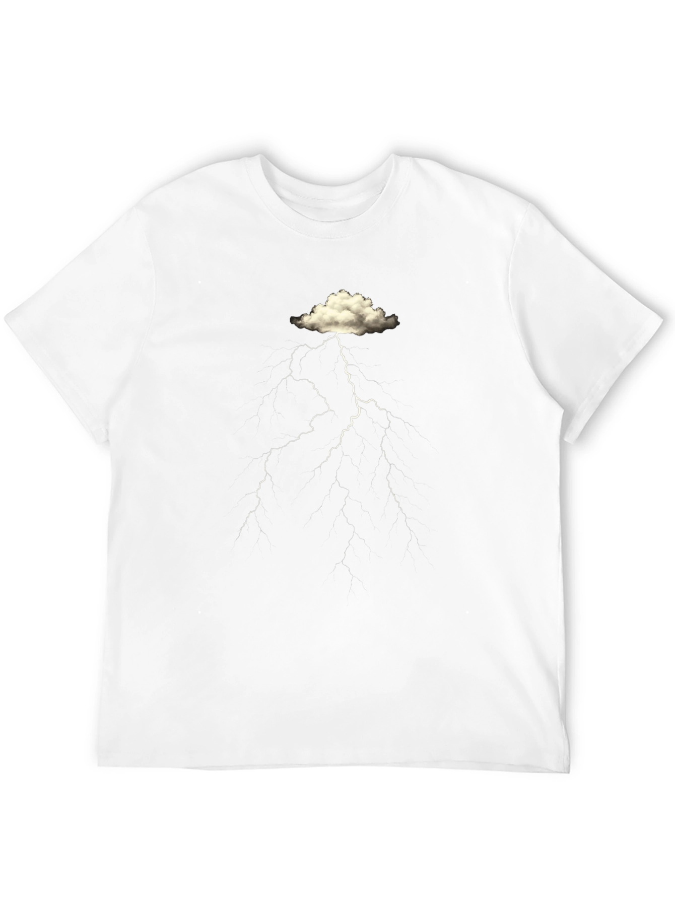 Black Cloud Lightning Graphic Black T-Shirt view 12