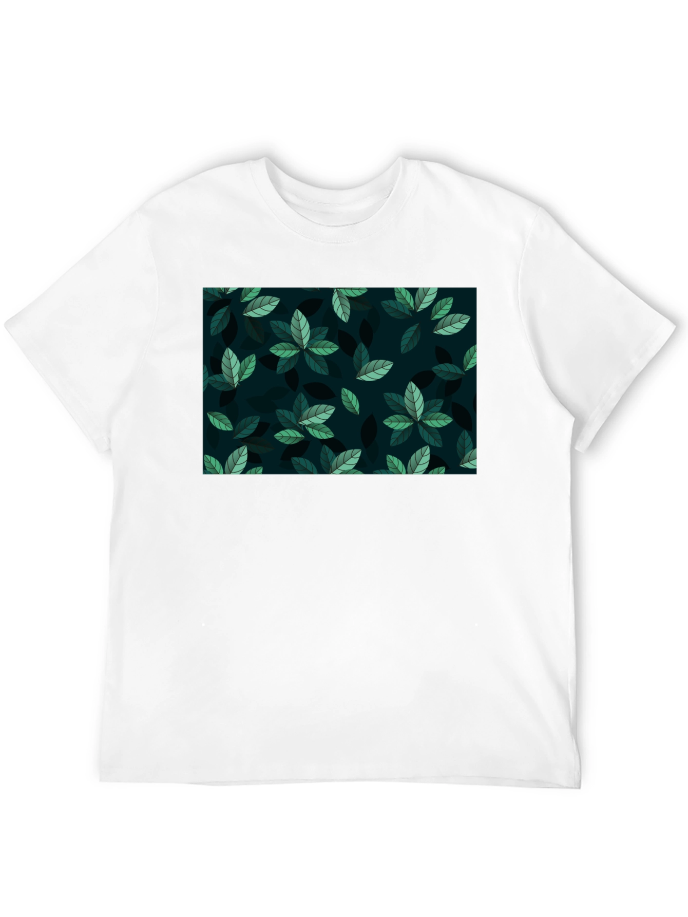 Black Leaf Pattern Crew Neck T-Shirt view 12