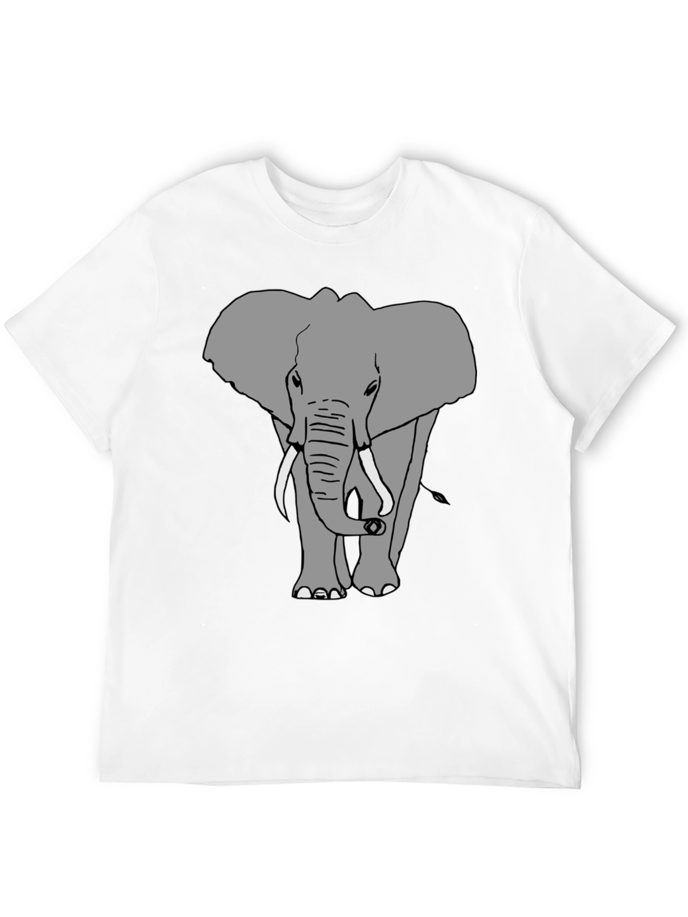 Black Elephant Graphic Print Crew Neck Tee - Black view 12