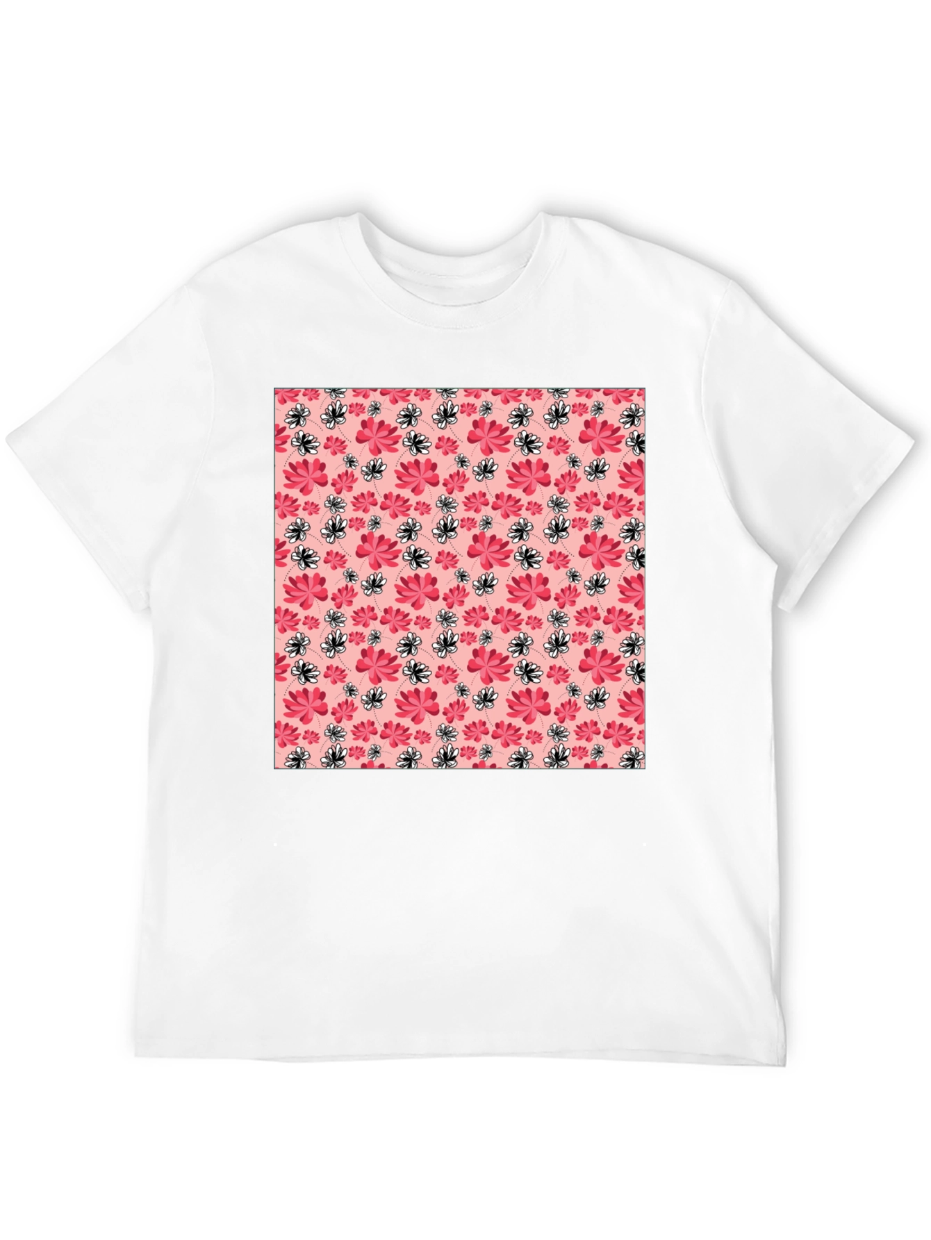Black Floral Pattern Crew Neck T-Shirt view 12