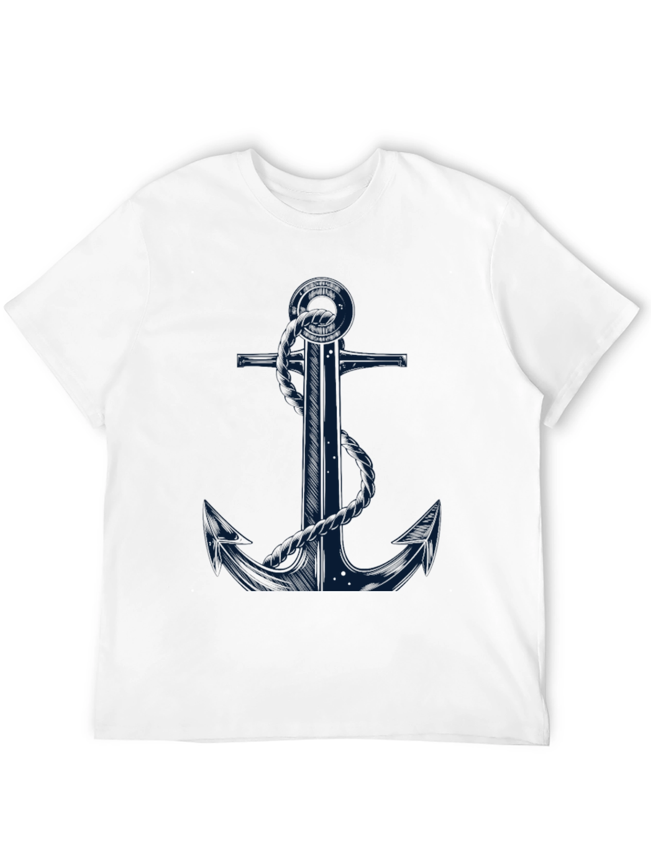Black Nautical Anchor Graphic Tee - Black Cotton Blend view 12