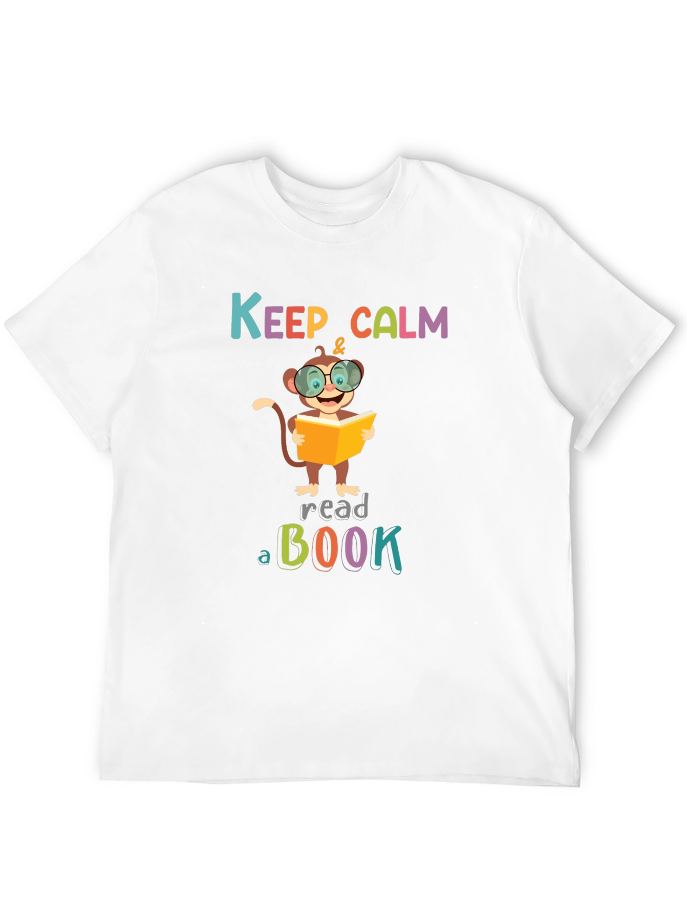 Black Keep Calm and Read a Book Monkey T-Shirt view 12