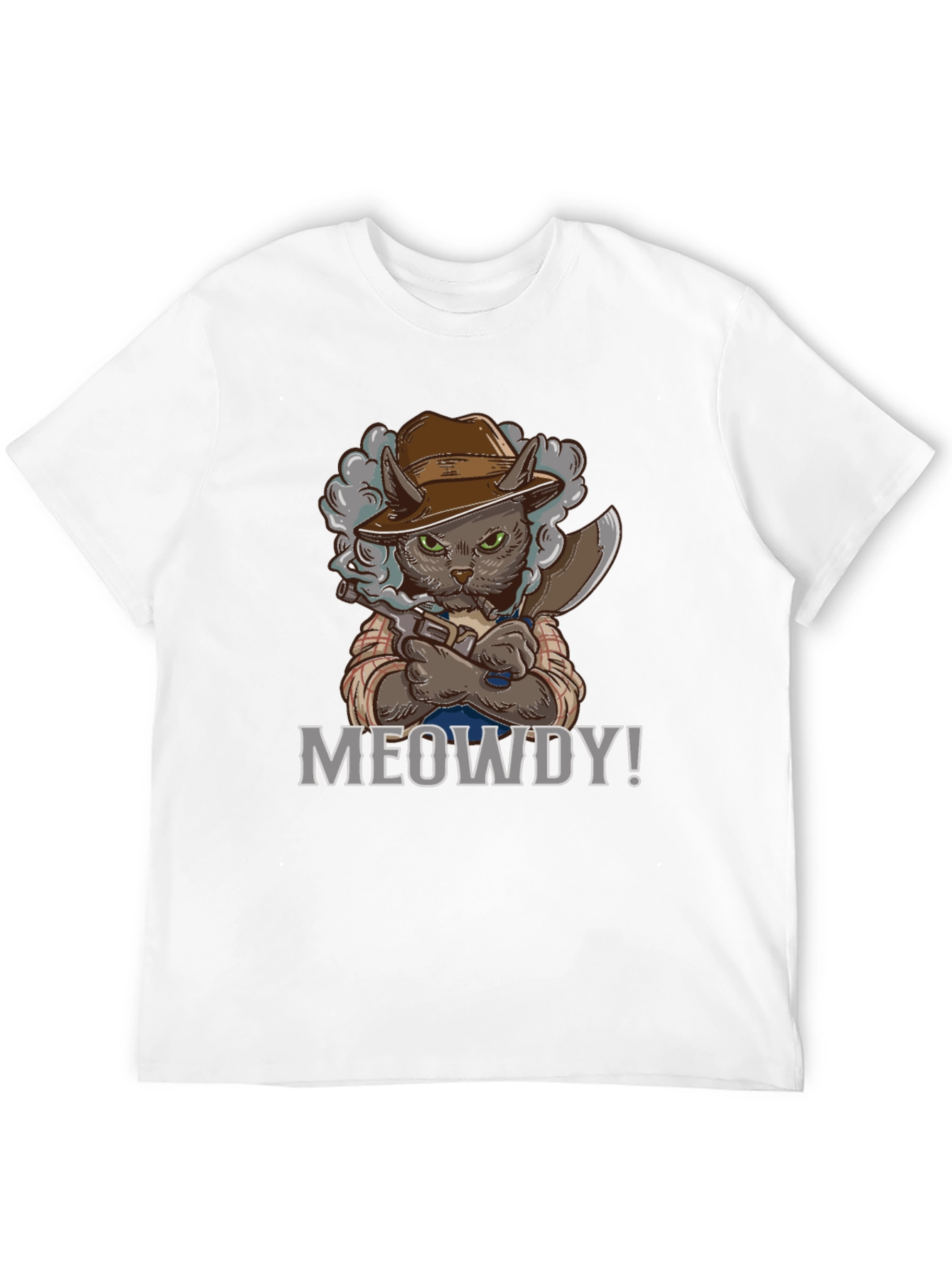 Black Meowdy Cat Cowboy Graphic T-Shirt view 12