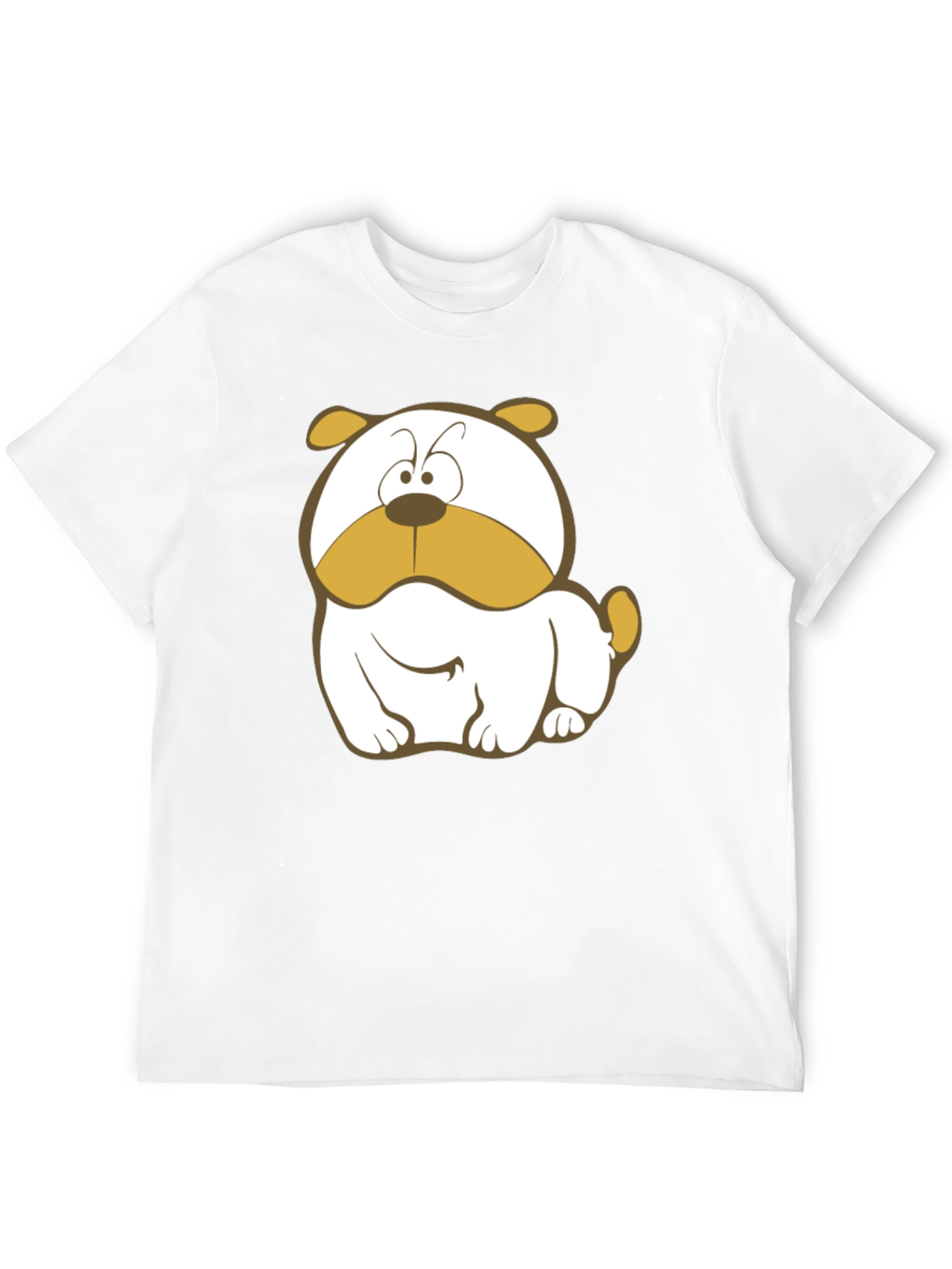 Black Cartoon Bulldog Graphic Tee - Black Cotton T-Shirt view 12