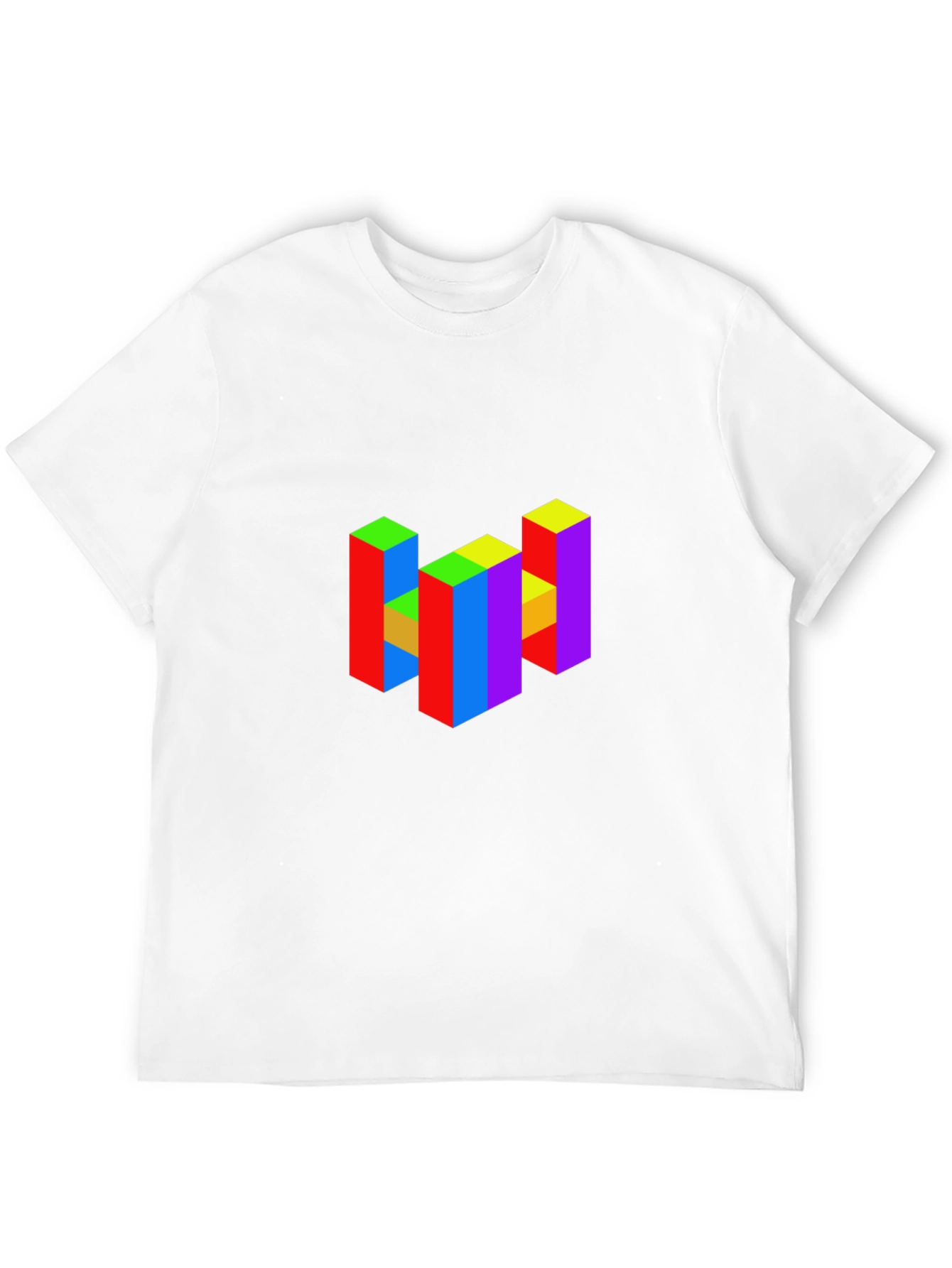 Black Colorful 3D Block Graphic T-Shirt view 12
