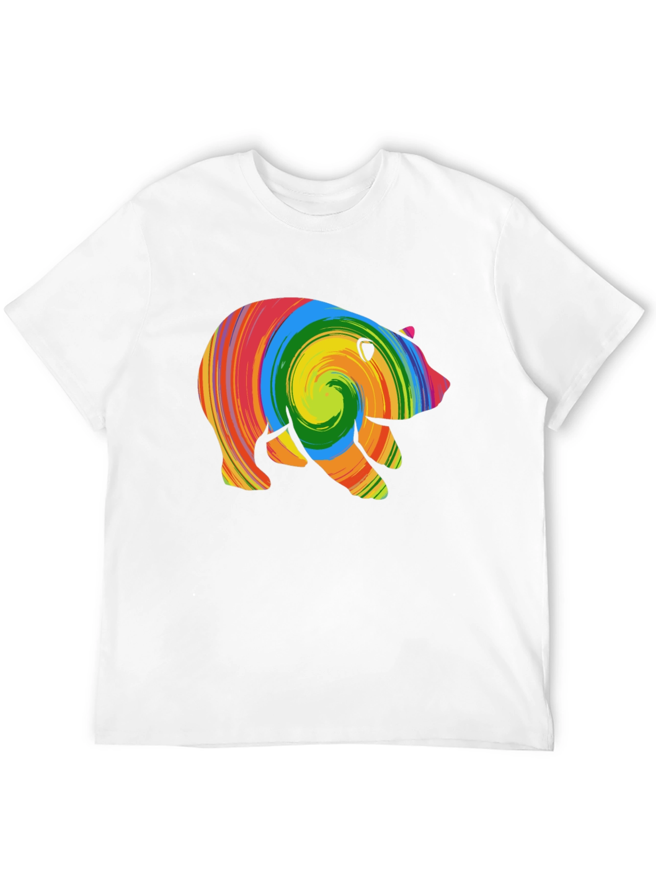 Black Colorful Swirl Bear Graphic T-Shirt view 12