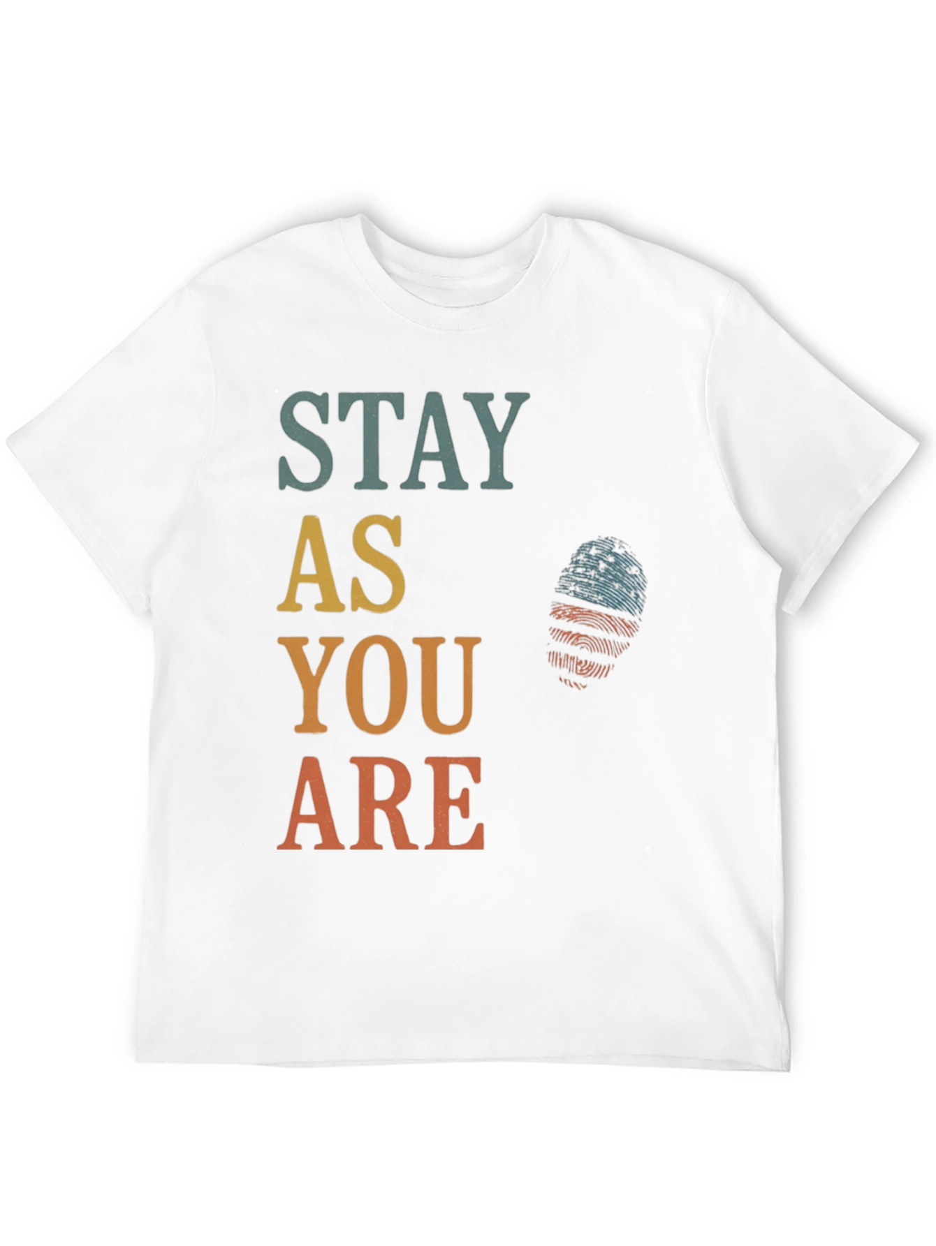 Black Stay As You Are Graphic Tee - Patriotic Fingerprint Design view 12