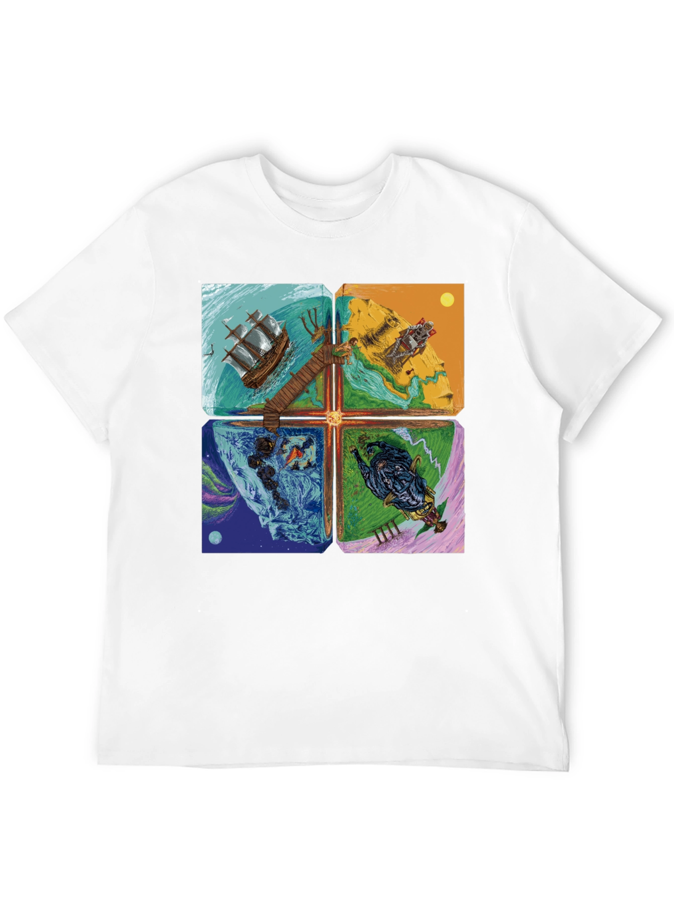 Black Elemental Worlds Graphic Tee - Black Crewneck T-Shirt view 12