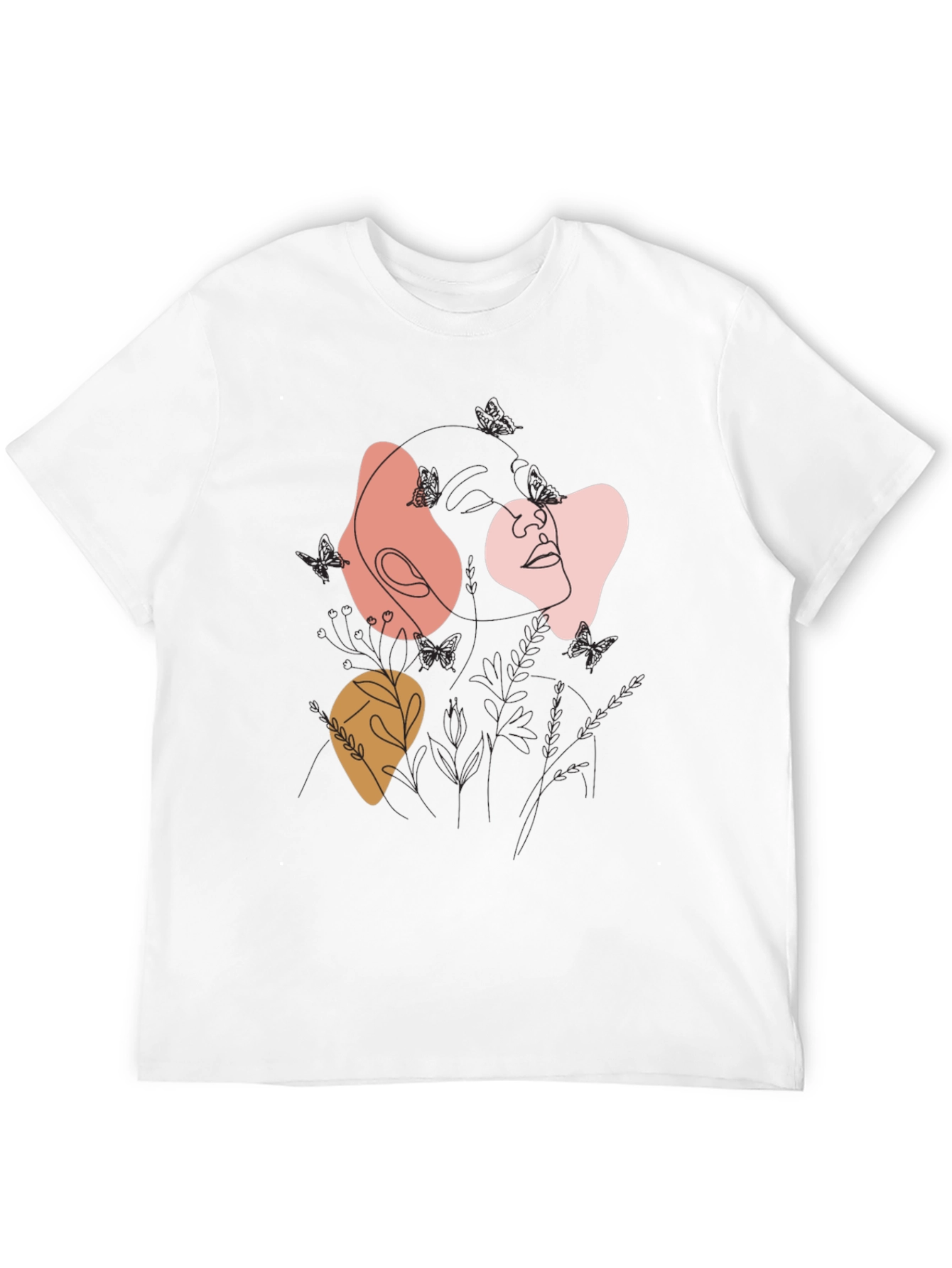 Black Abstract Line Art Graphic Tee - Modern Casual Top view 12