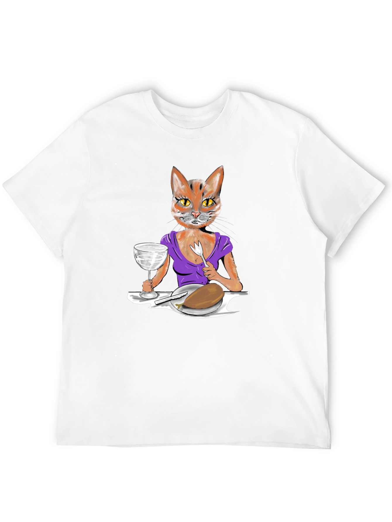 Black Cat Lady Dinner Graphic T-Shirt view 12