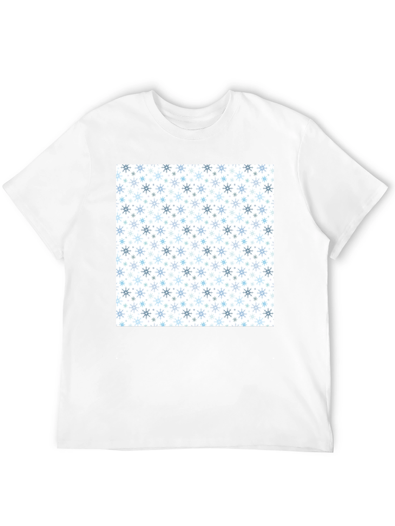 Black Snowflake Pattern Black T-Shirt view 12