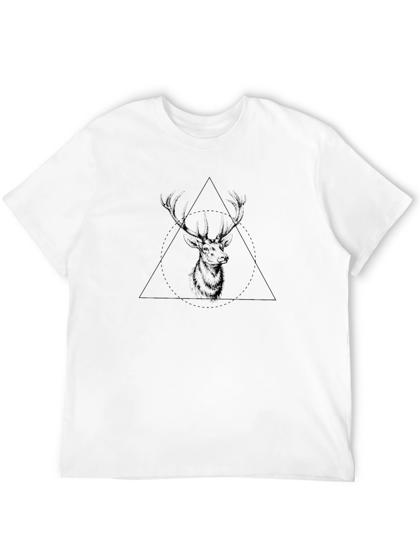 Black Geometric Deer Graphic Tee - Black view 12