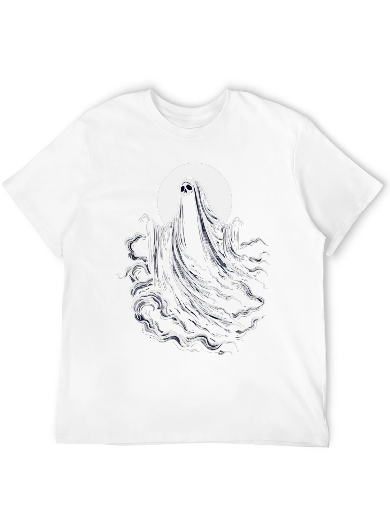 Black Spooky Ghost Graphic Tee - Black Cotton Blend Shirt view 12