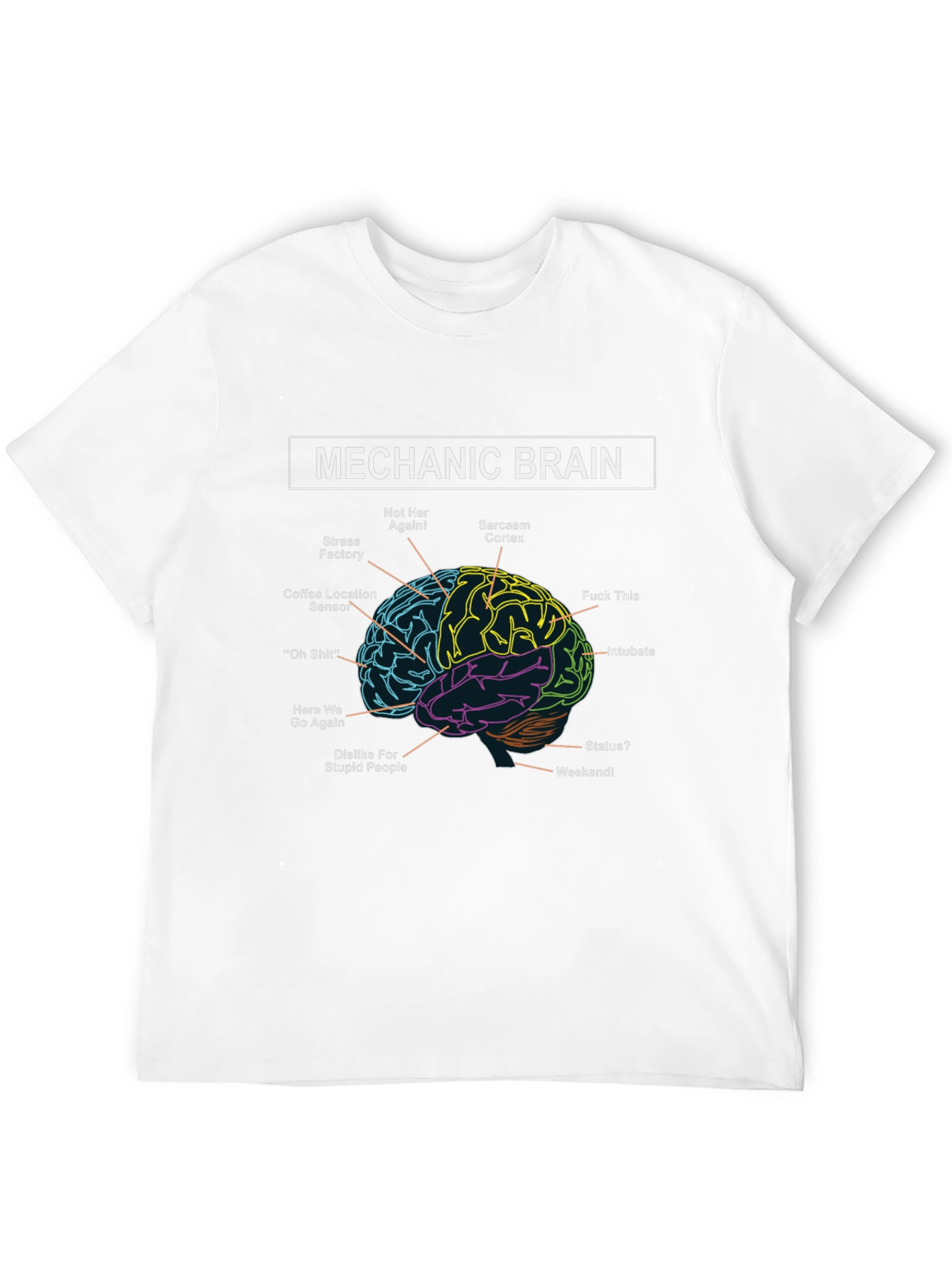 Black Mechanic Brain T-Shirt - Humorous Design view 12