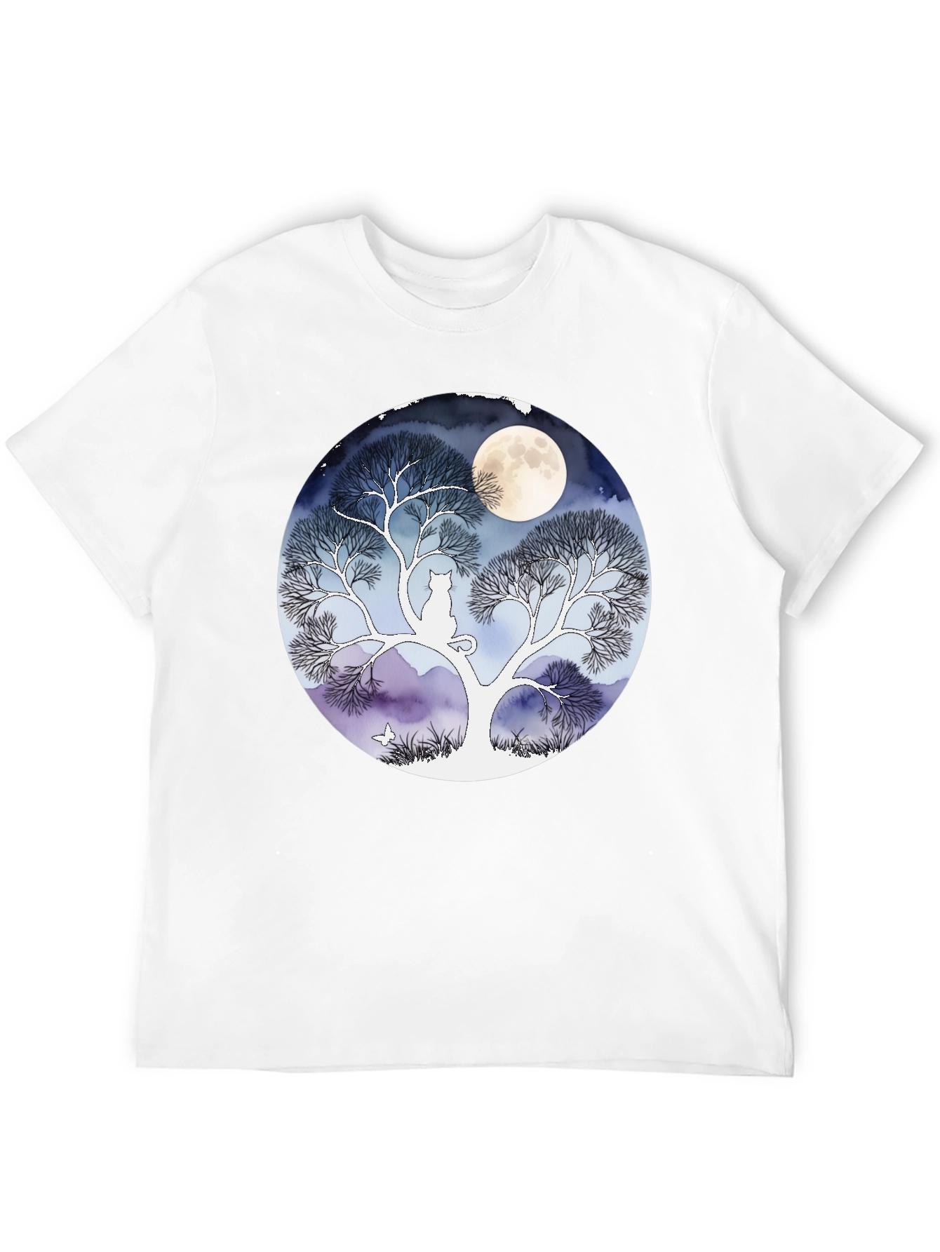 Black Moonlit Cat Tree Graphic Tee - Black view 12