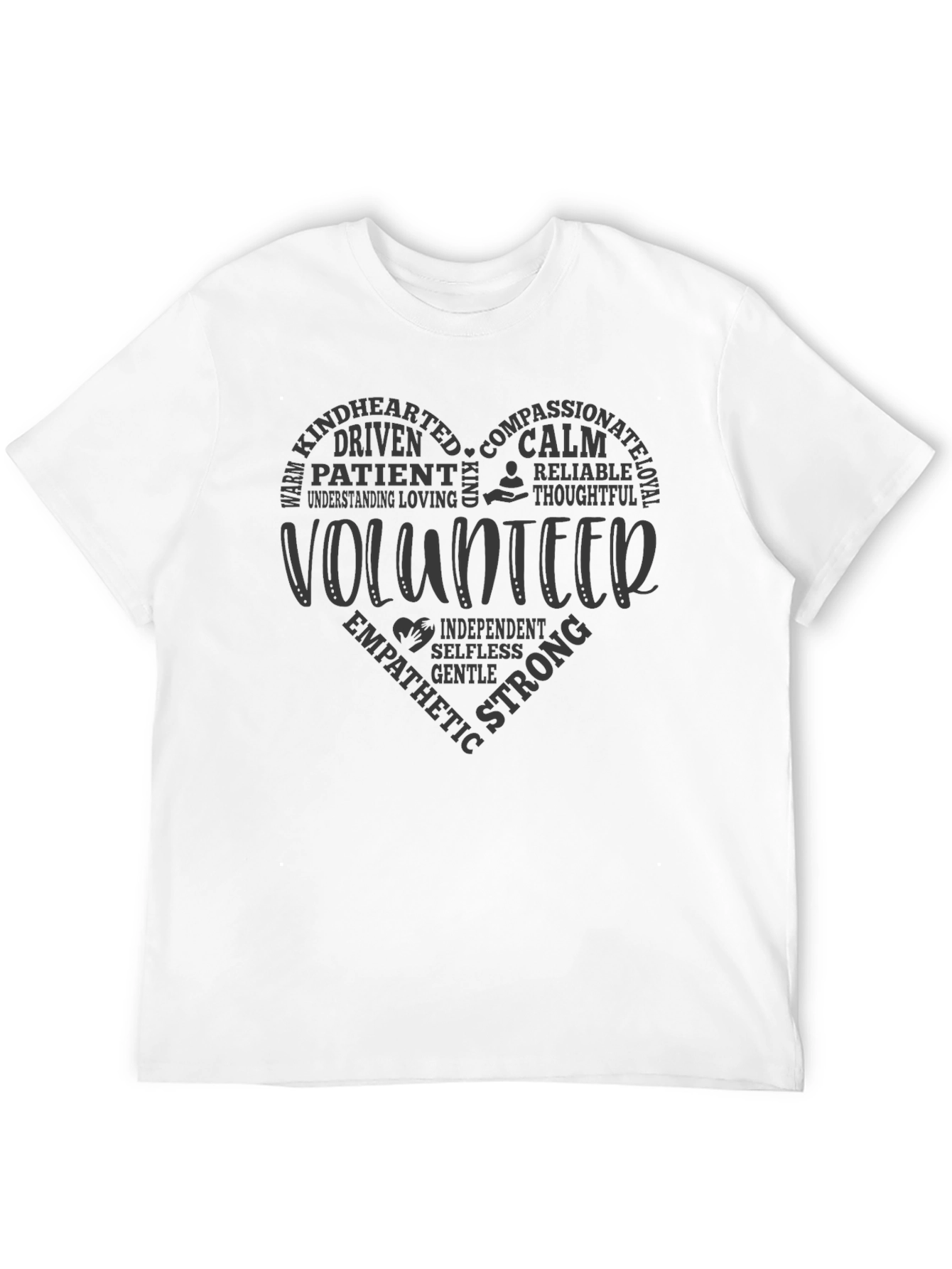 Volunteer Word Art Heart Black T-Shirt - 12