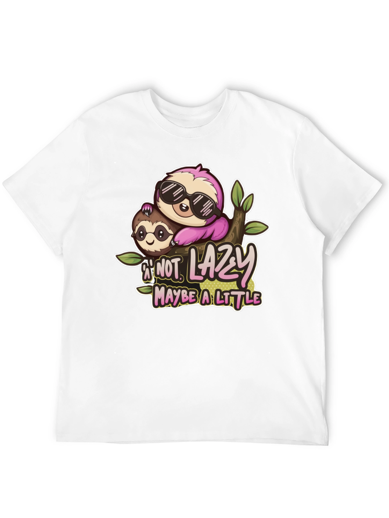 Black Funny Sloth 'Not Lazy' Graphic Tee - Black view 12