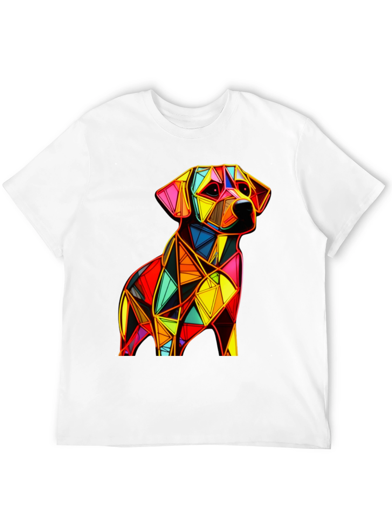 Black Geometric Dog Graphic Black T-Shirt view 12