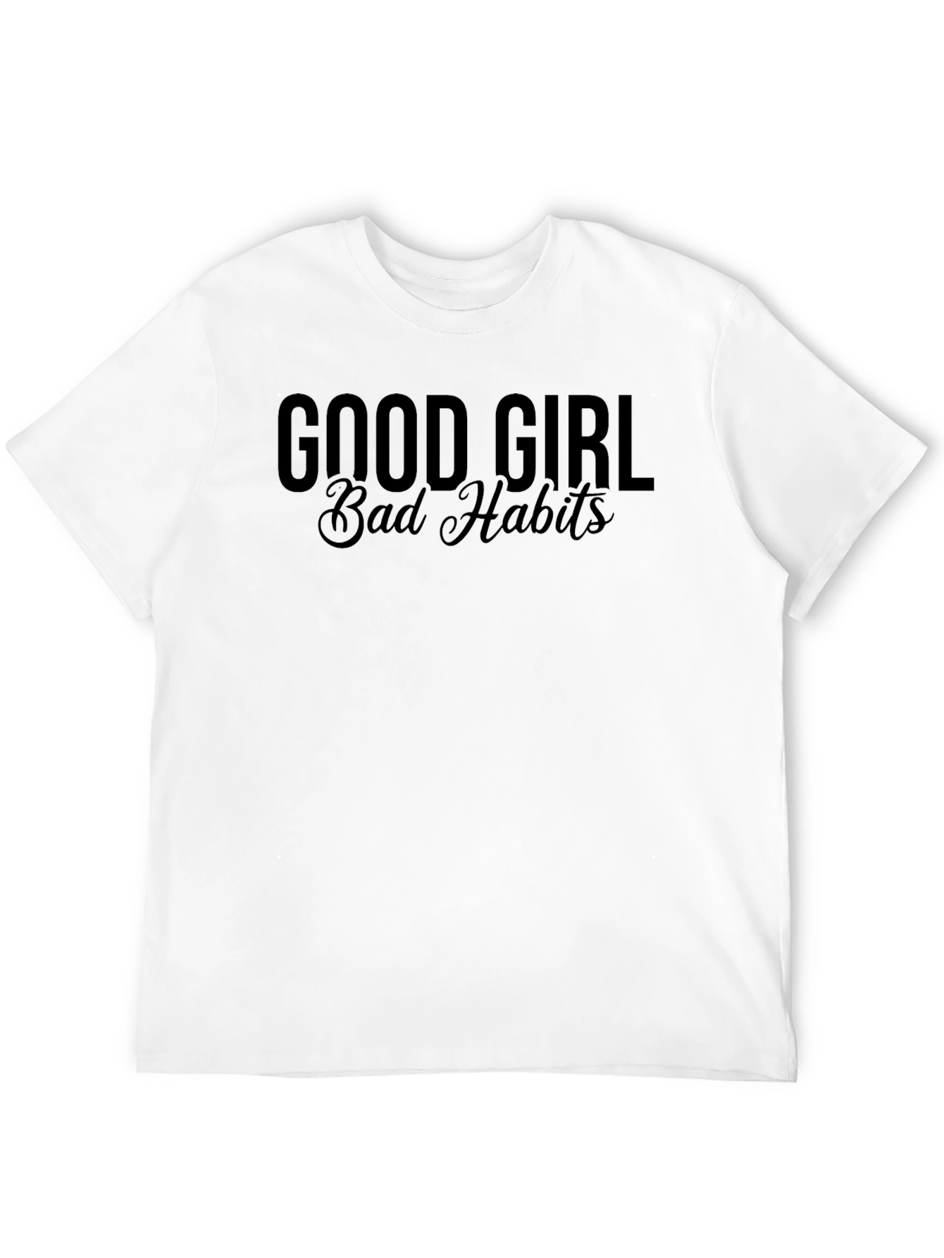 Black Good Girl Bad Habits Graphic Tee - Trendy Crew Neck T-Shirt view 12