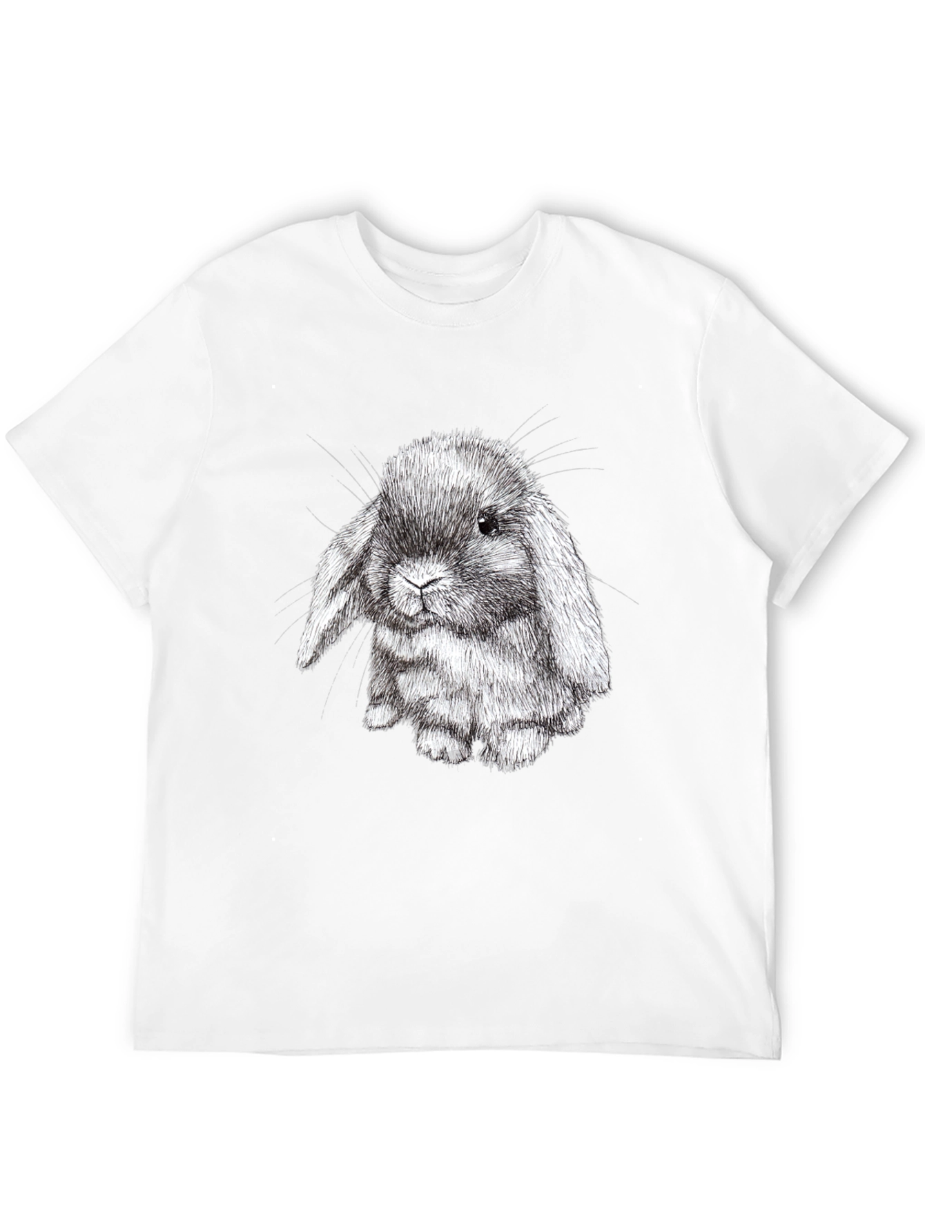 Black Cute Bunny Graphic Black T-Shirt view 12