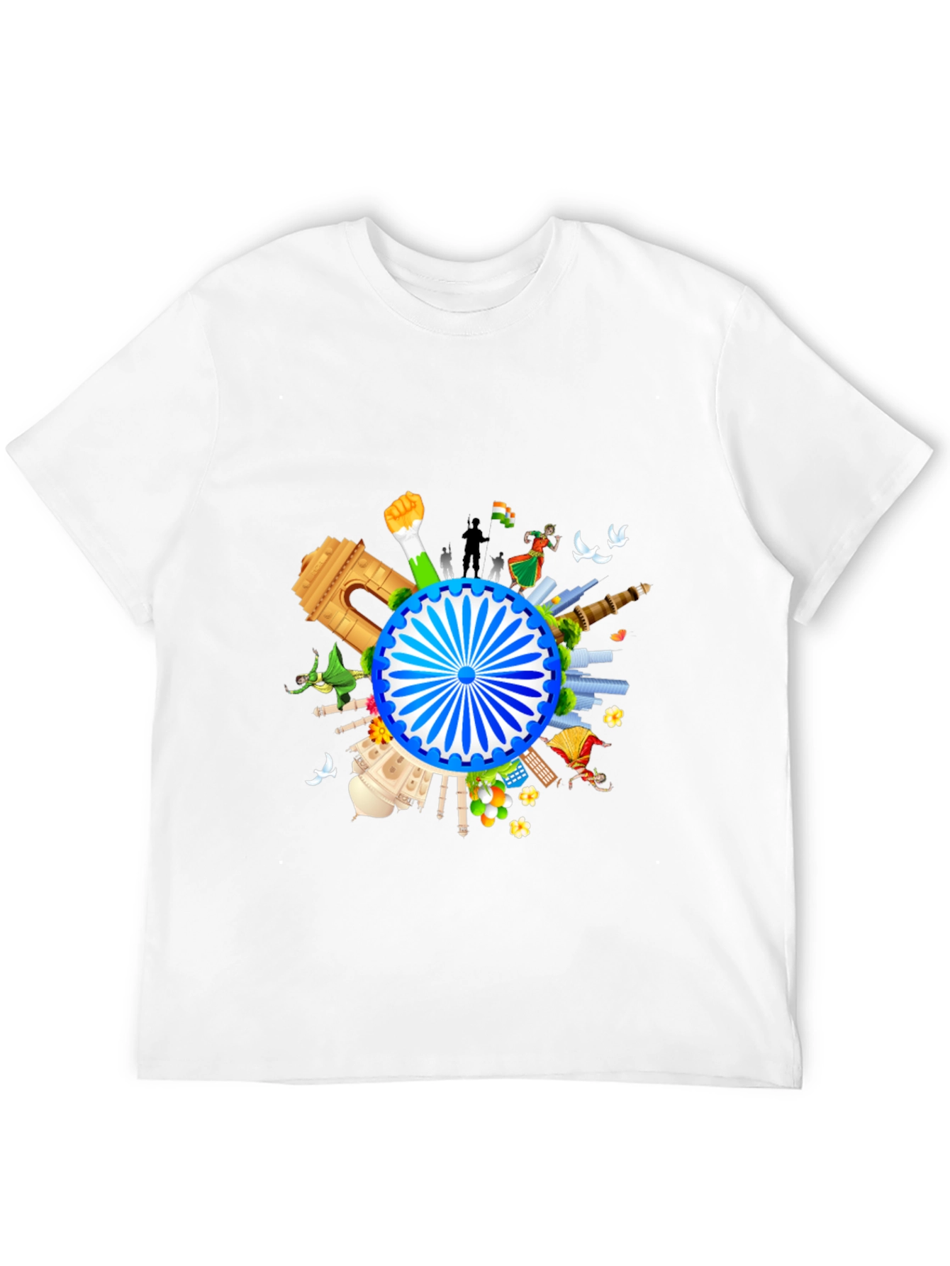 Black India Graphic Print Men's Black T-shirt view 12