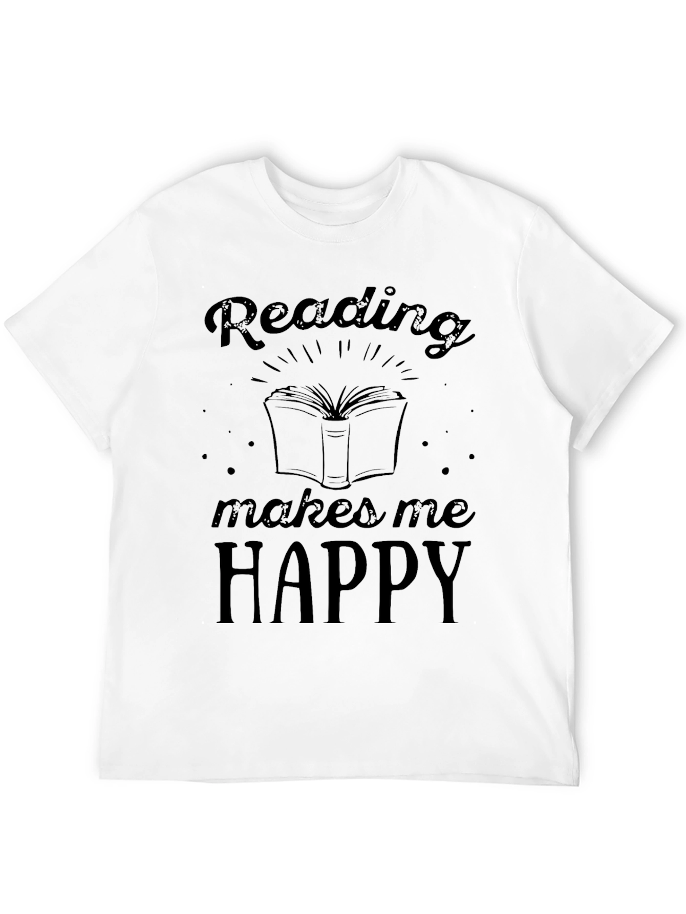 Black Reading Makes Me Happy Black T-Shirt view 12
