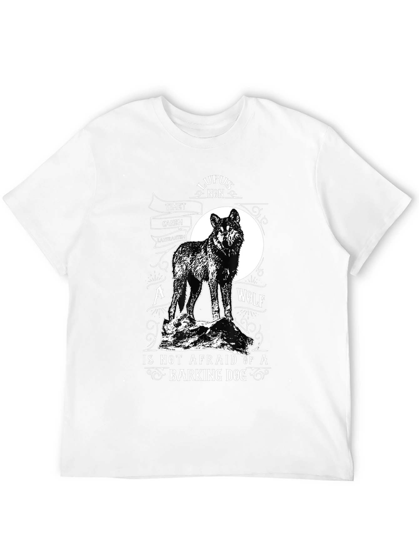 Black Wolf Graphic Tee - Lupus Non Timet Canem - Black Cotton view 12