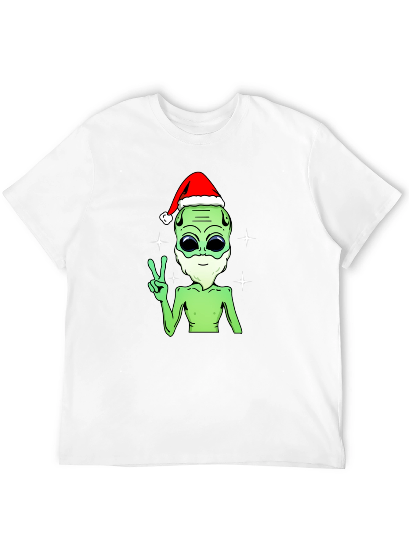 Black Festive Alien T-Shirt - Peace, Love, and Holiday Cheer! view 12