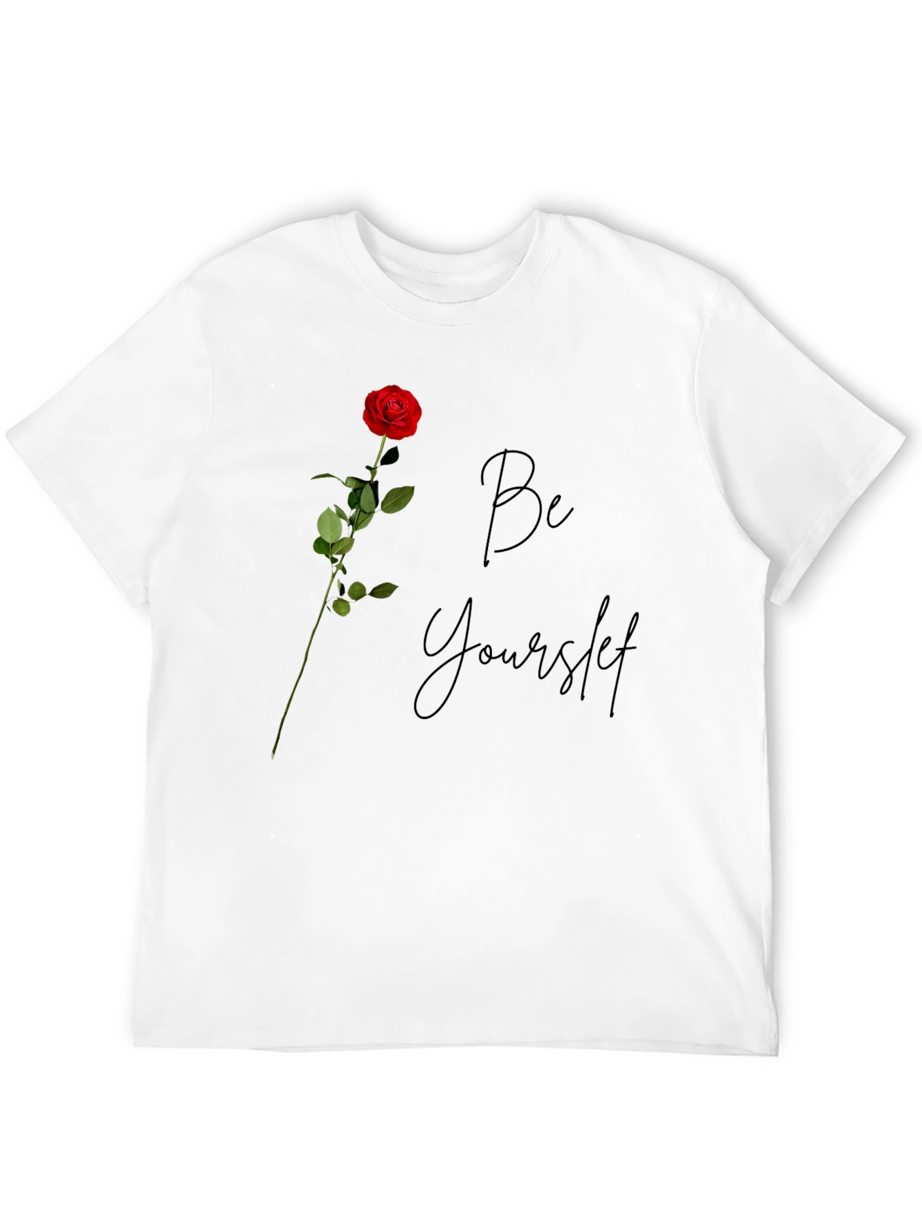Be Yourself Rose Graphic Tee - Stylish Men's Black T-Shirt - 12