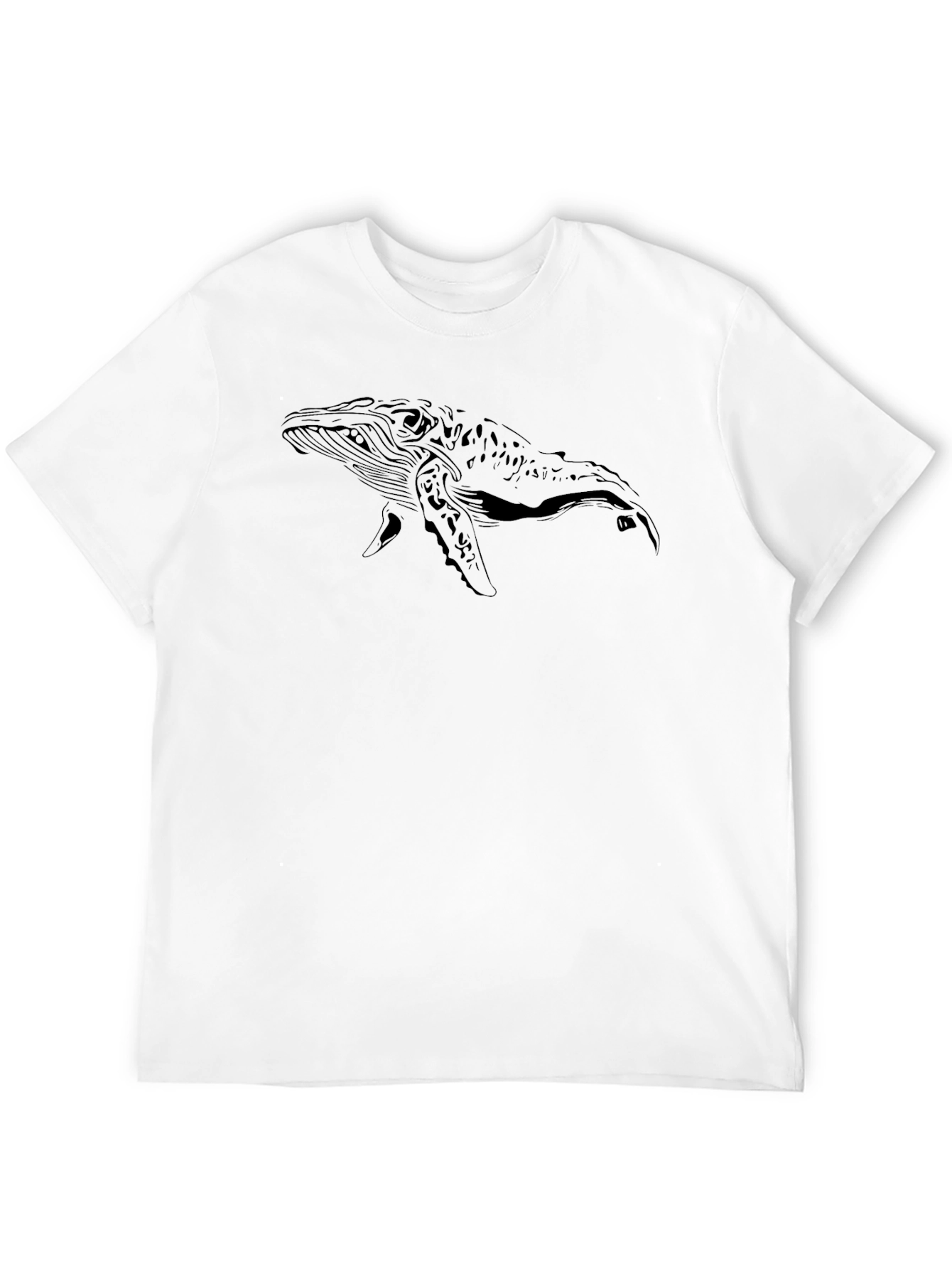 Black Whale Graphic Black T-Shirt - Classic Crew Neck Tee view 12
