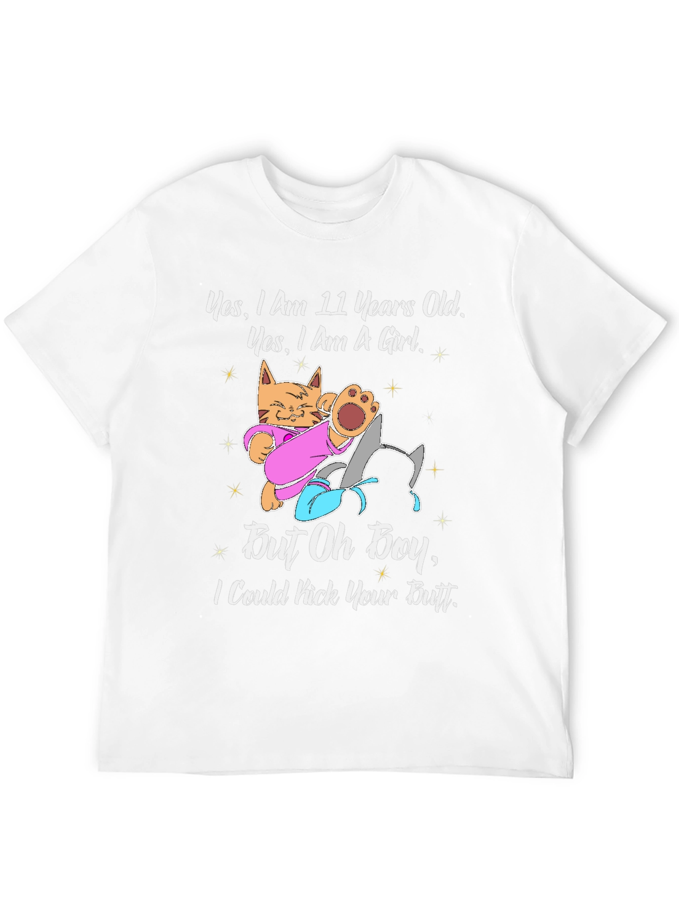Black 11 Year Old Girl Cat Kick Butt Funny T-Shirt view 12