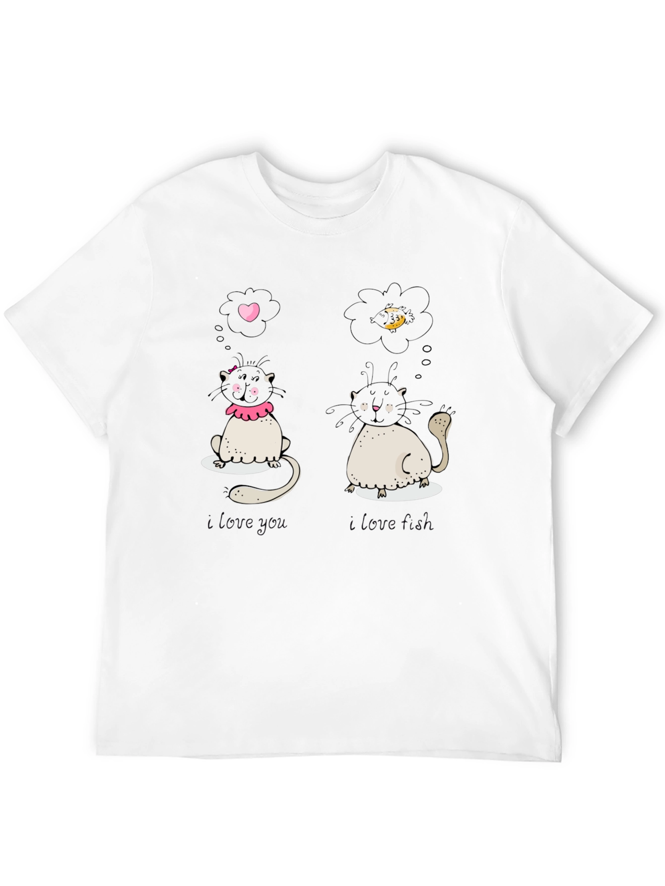 Black Cute Cat Love and Food Graphic Black T-Shirt view 12